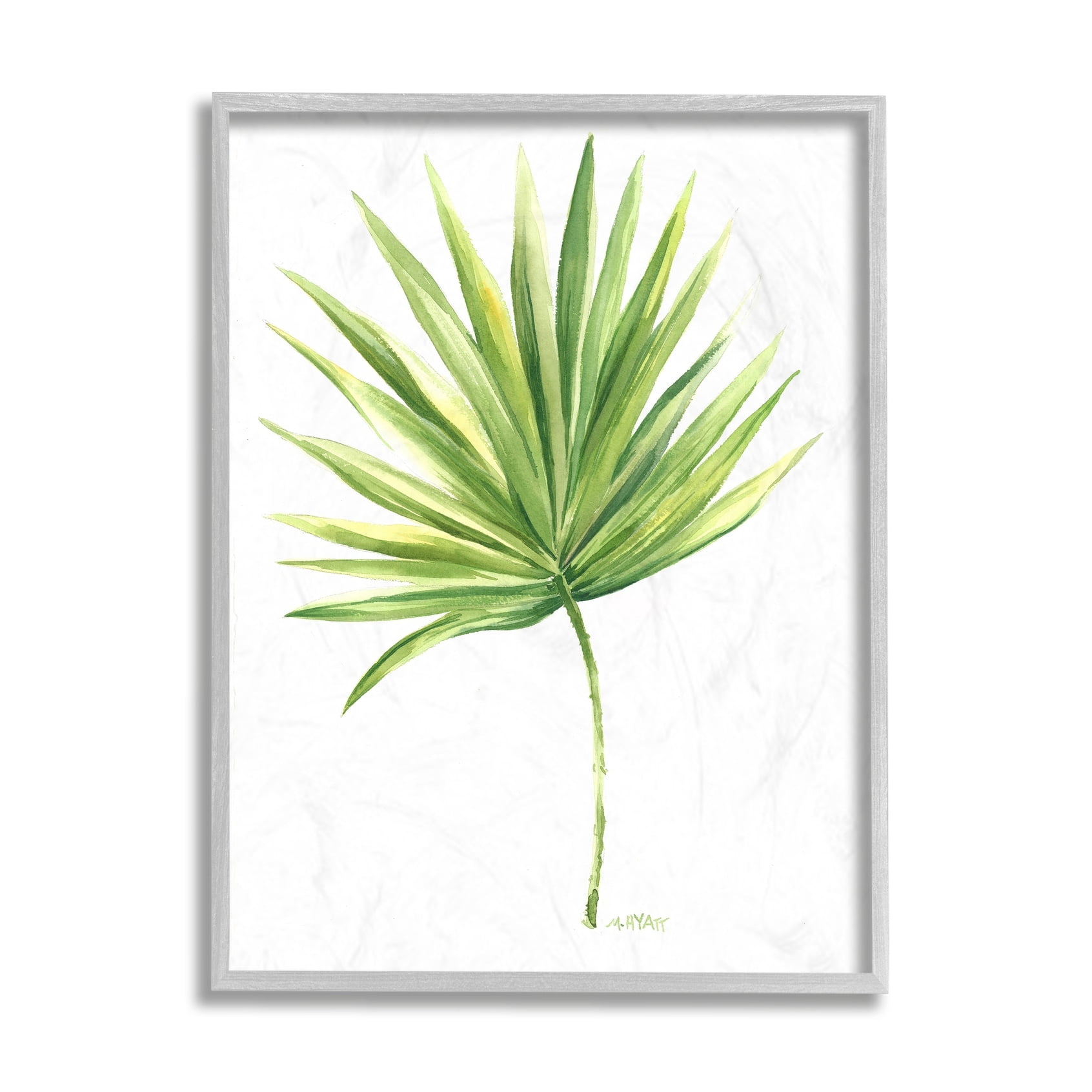 Stupell Industries Tropical Green Palm Fan Minimal on White Grey Framed, 16 x 20, Design by Melissa Hyatt LLC