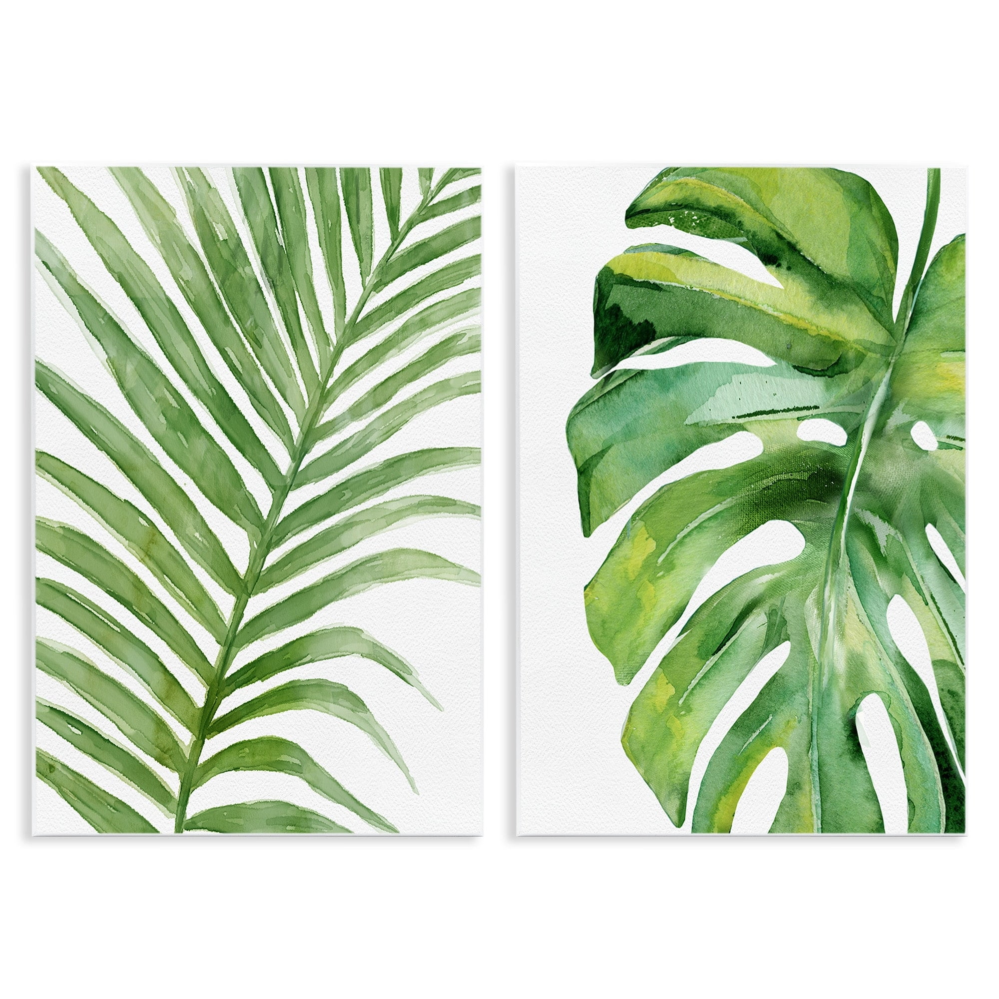 Stupell Industries Tropical Green Palms Minimal White Background Designed by Carson Lyons