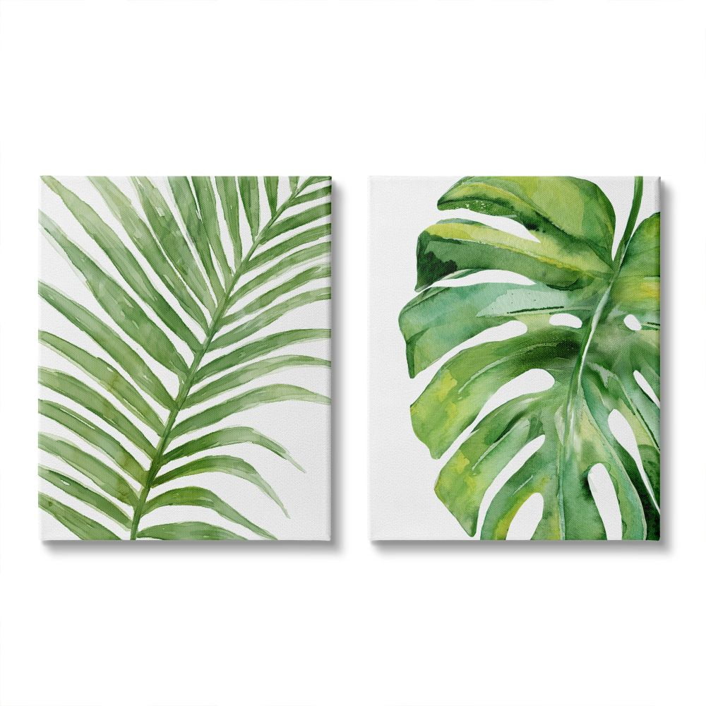 Stupell Industries Tropical Green Palms Minimal White Background Designed by Carson Lyons