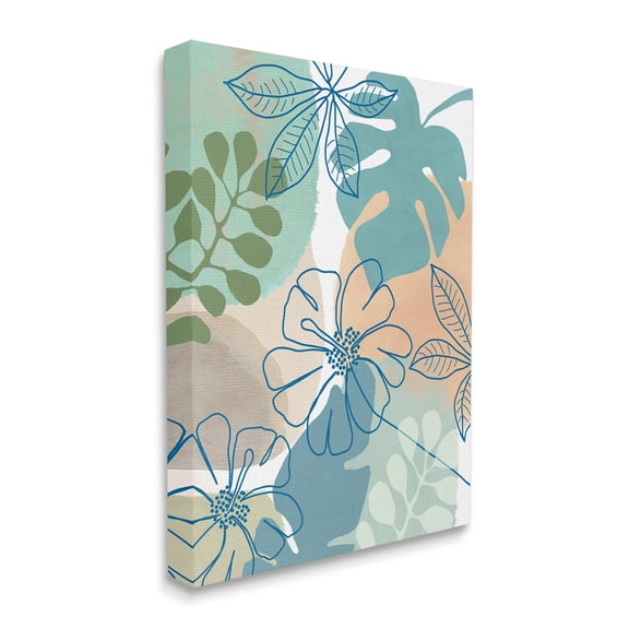 Stupell Industries Tropical Hibiscus and Monstera Florals Abstract Shapes, 30 x 40, Design by Flora Kouta