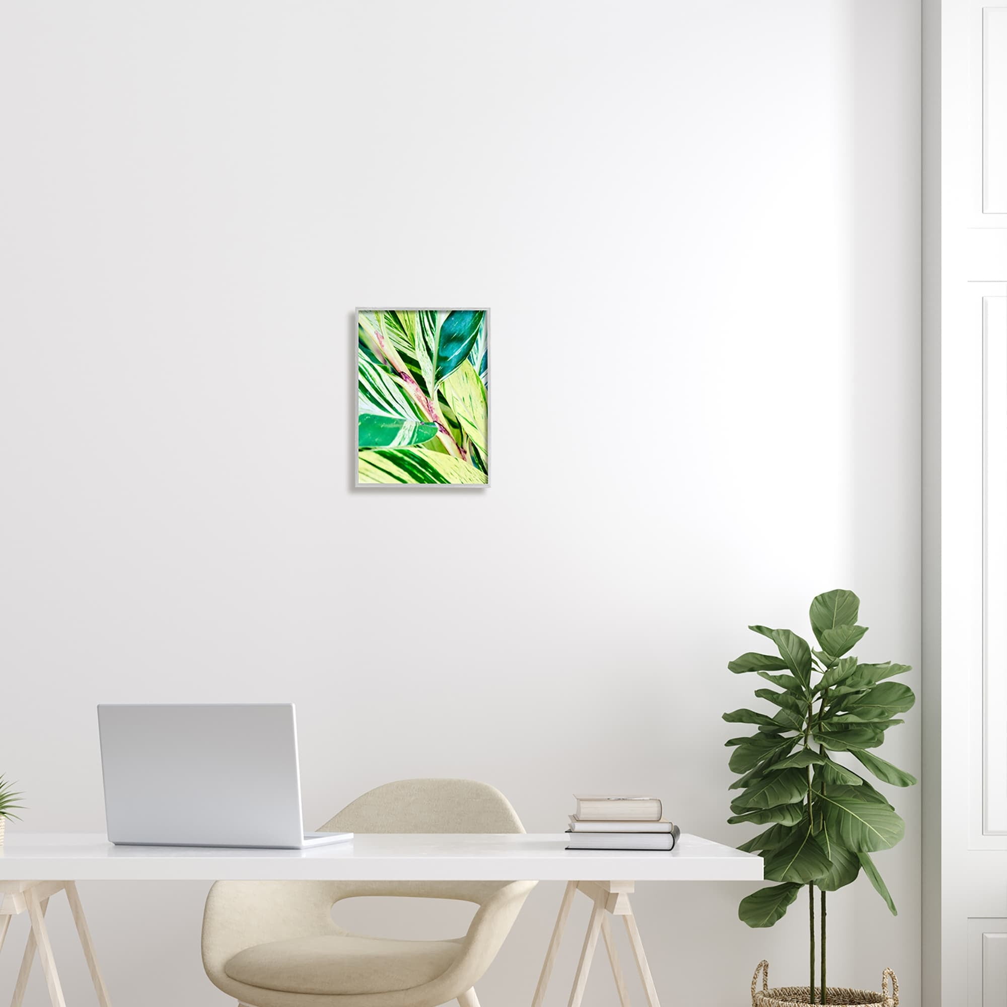 Stupell Industries Tropical House Plant Leaves Close Up Photography Photograph Gray Framed Art Print Wall Art, Design by Gail Peck