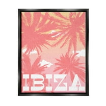 Stupell Industries Tropical Ibiza Palm Trees Graphic Art Jet Black Floating Framed Canvas Print Wall Art, Design by Daphne Polselli