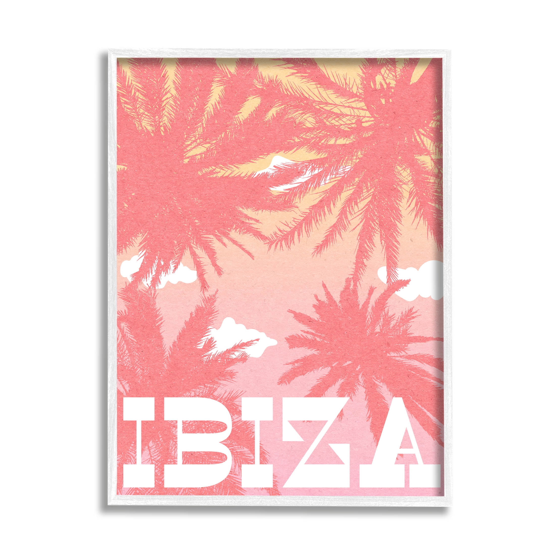 Stupell Industries Tropical Ibiza Palm Trees Graphic Art White Framed Art Print Wall Art, Design by Daphne Polselli