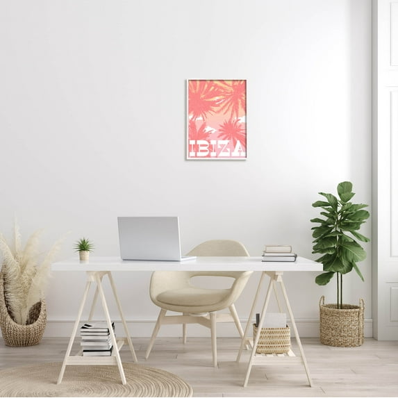 Stupell Industries Tropical Ibiza Palm Trees Graphic Art White Framed Art Print Wall Art, Design by Daphne Polselli