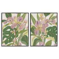 Stupell Industries Tropical Irises Abstraction Plants & Flowers Painting Black Framed Art Print Wall Art, 11 x 14, Set of 2