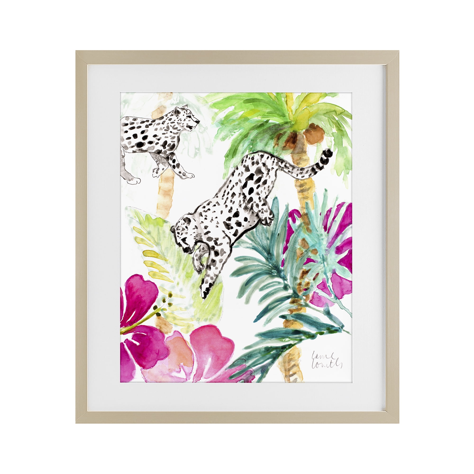 Stupell Industries Tropical Island Cheetahs Birch Framed Print Under Glass, design by Lanie Loreth