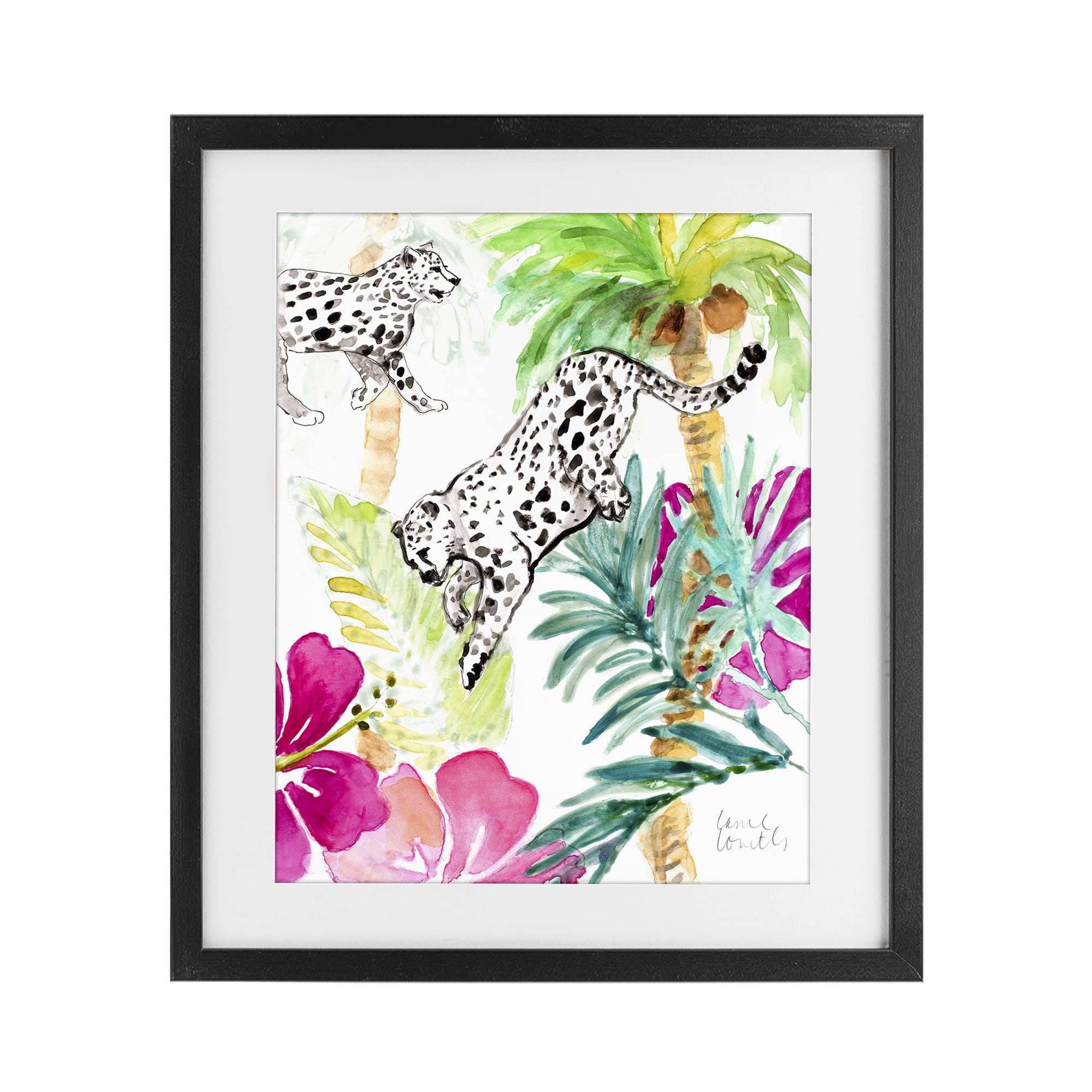 Stupell Industries Tropical Island Cheetahs Black Framed Print Under Glass, design by Lanie Loreth