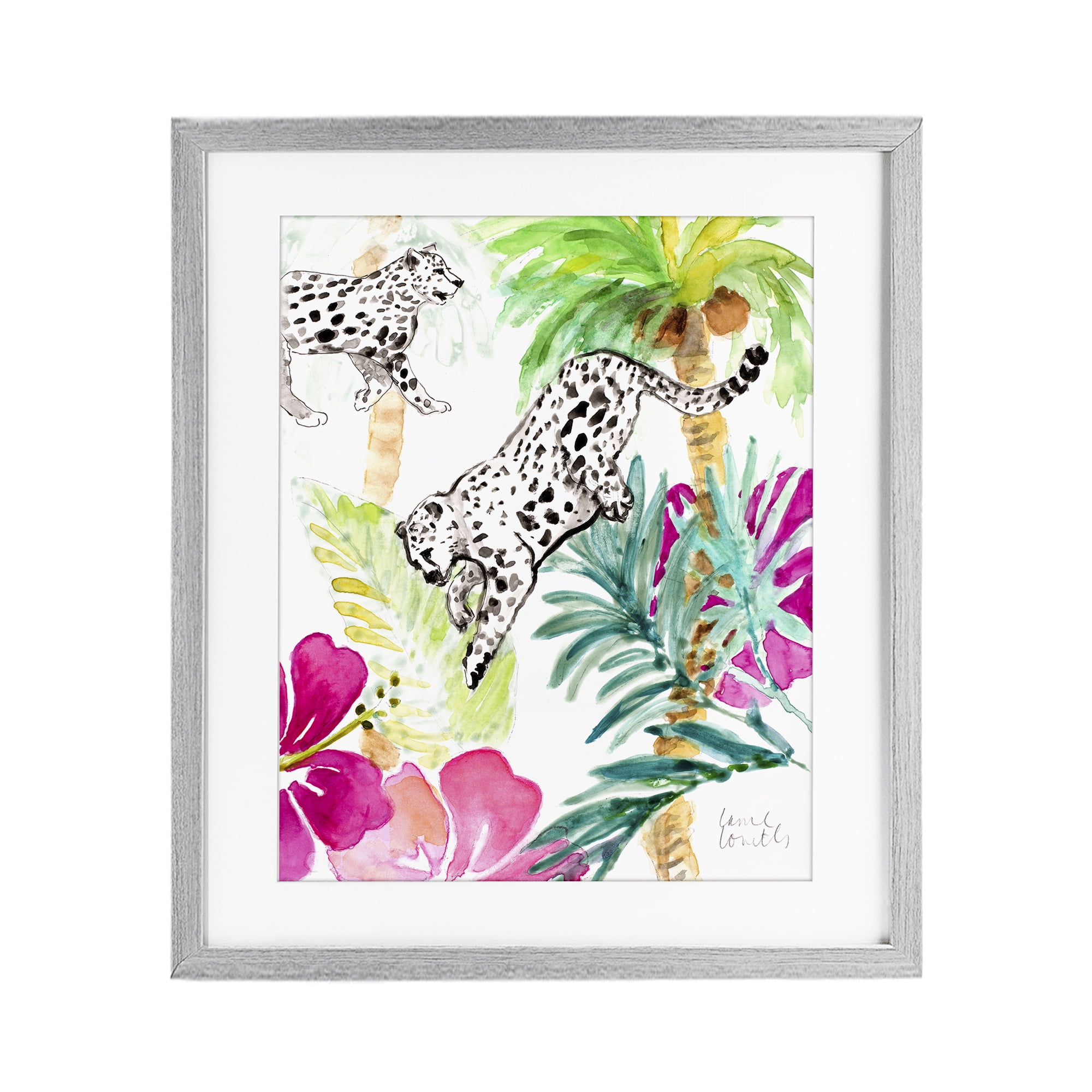 Stupell Industries Tropical Island Cheetahs Gray Framed Print Under Glass, design by Lanie Loreth