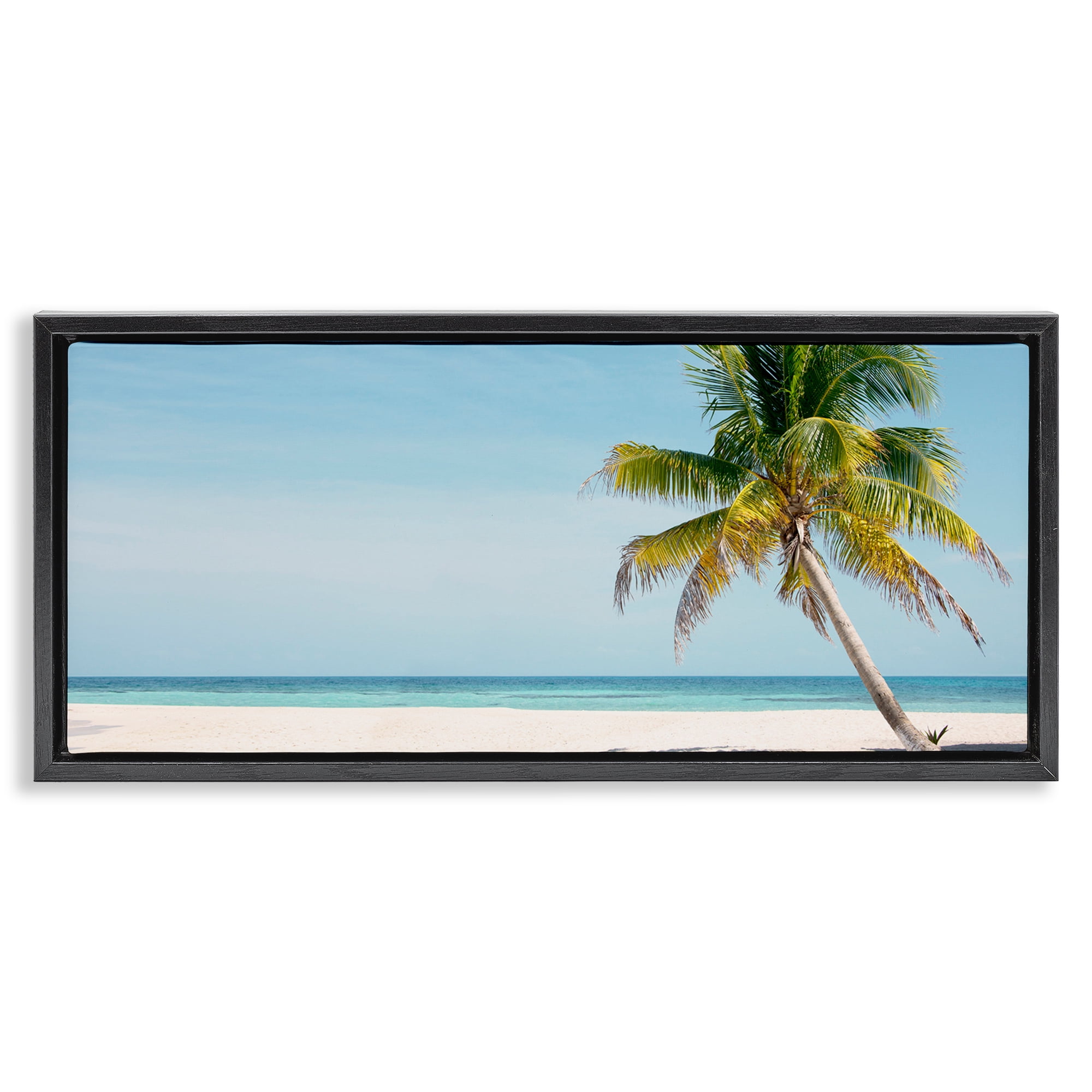 Stupell Industries Tropical Island Palm Tree Black Framed Floater Canvas Wall Art, design by Danita Delimont