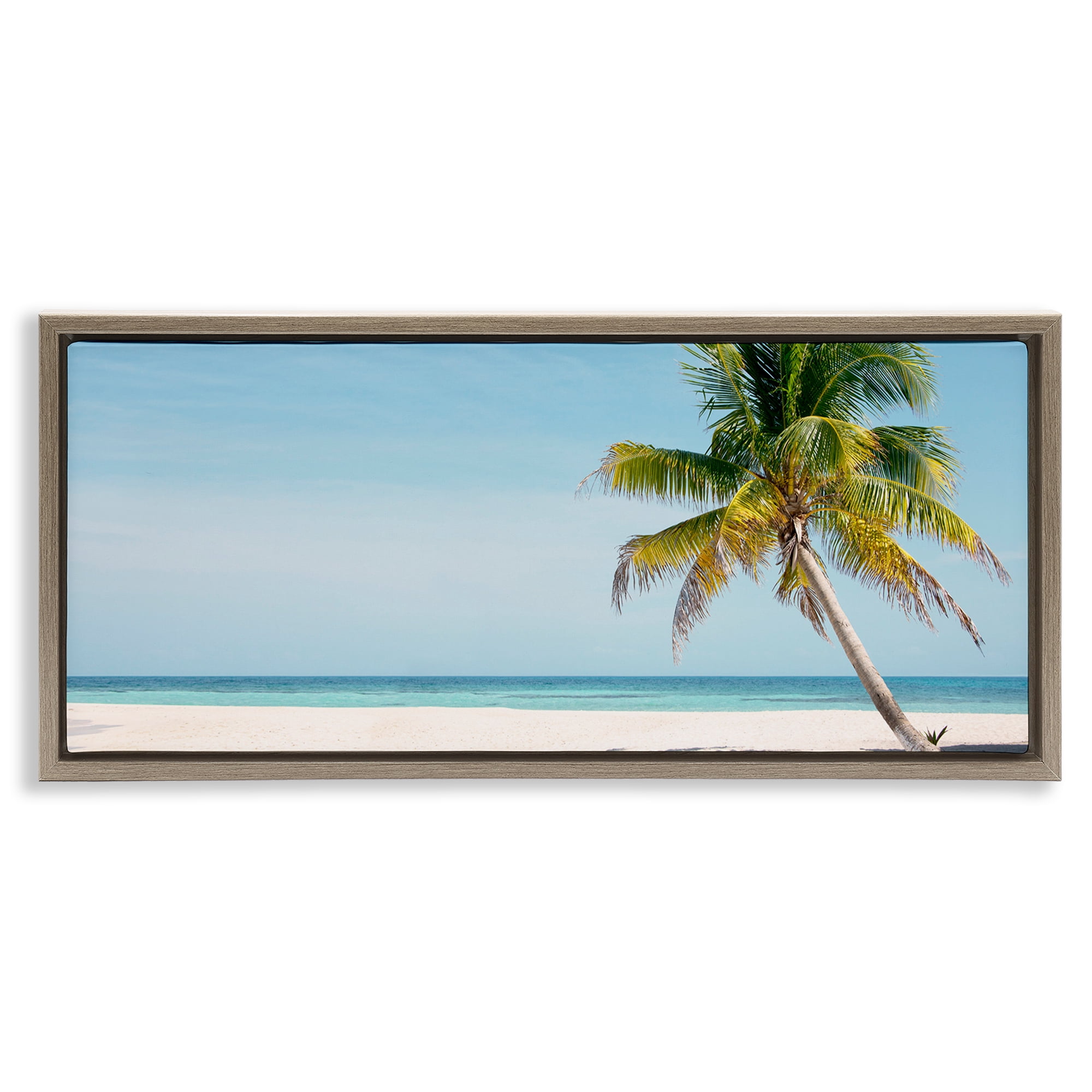 Stupell Industries Tropical Island Palm Tree Brown Framed Floater Canvas Wall Art, design by Danita Delimont