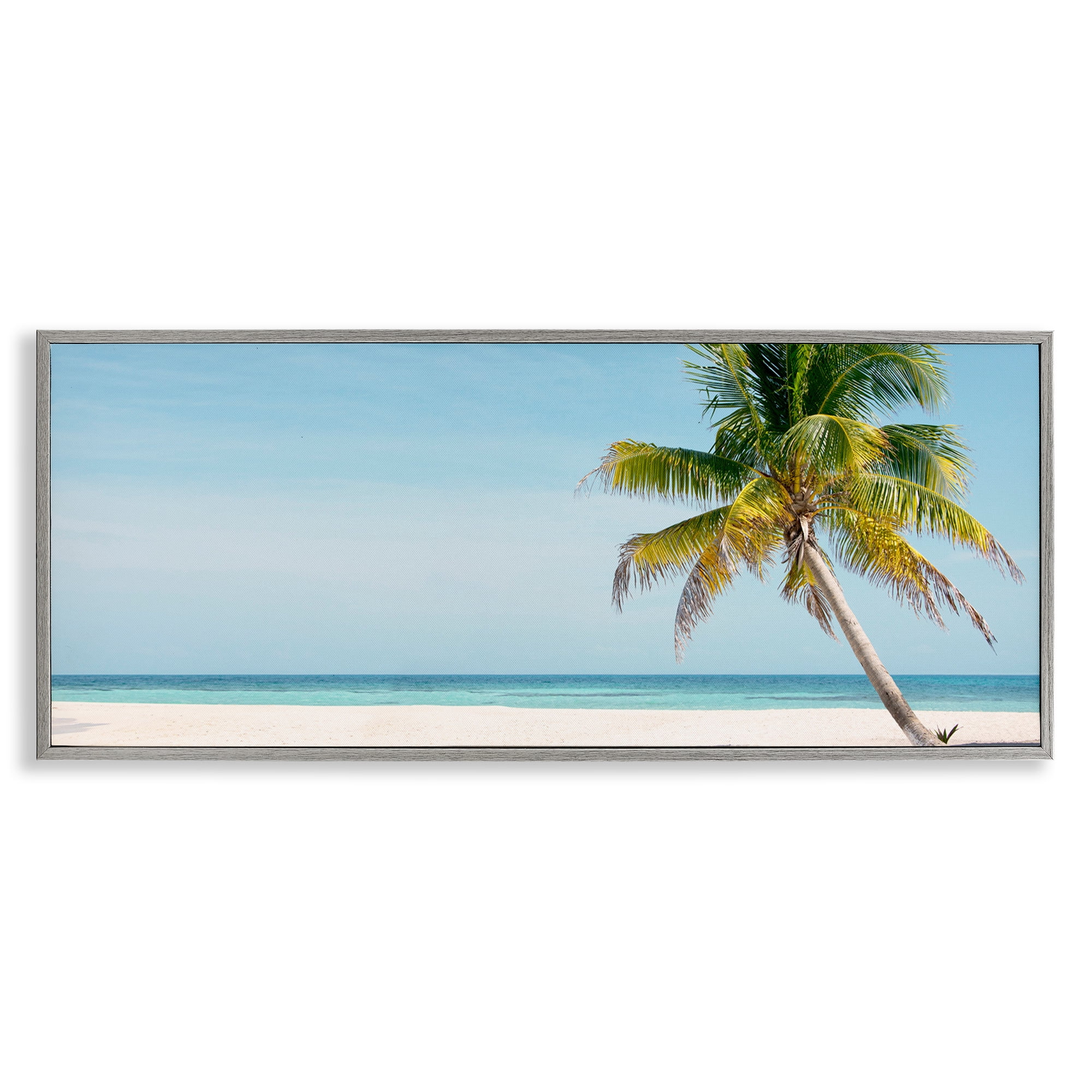 Stupell Industries Tropical Island Palm Tree Gray Framed Giclee Art, design by Danita Delimont