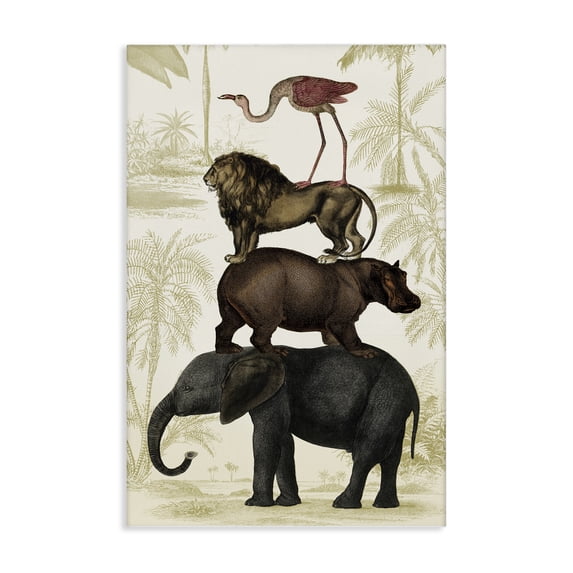 Stupell Industries Tropical Jungle Animals Tower Canvas Art, 16 x 24, by Victoria Barnes