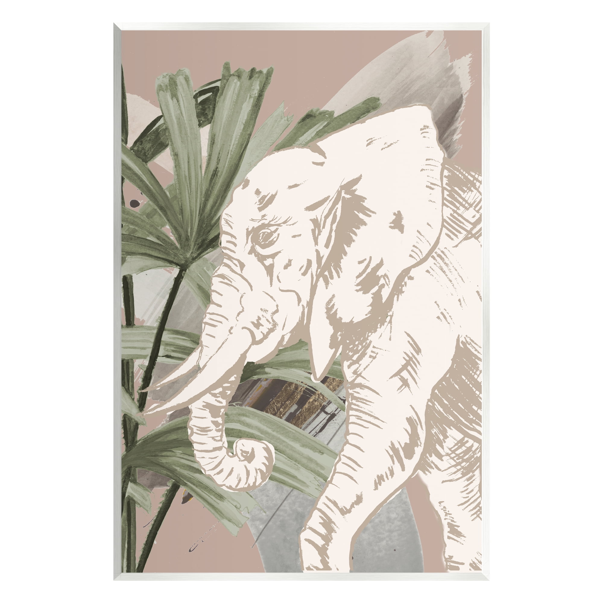 Stupell Industries Tropical Jungle Elephant Animals & Insects Painting Unframed Art Print Wall Art, 13 x 19