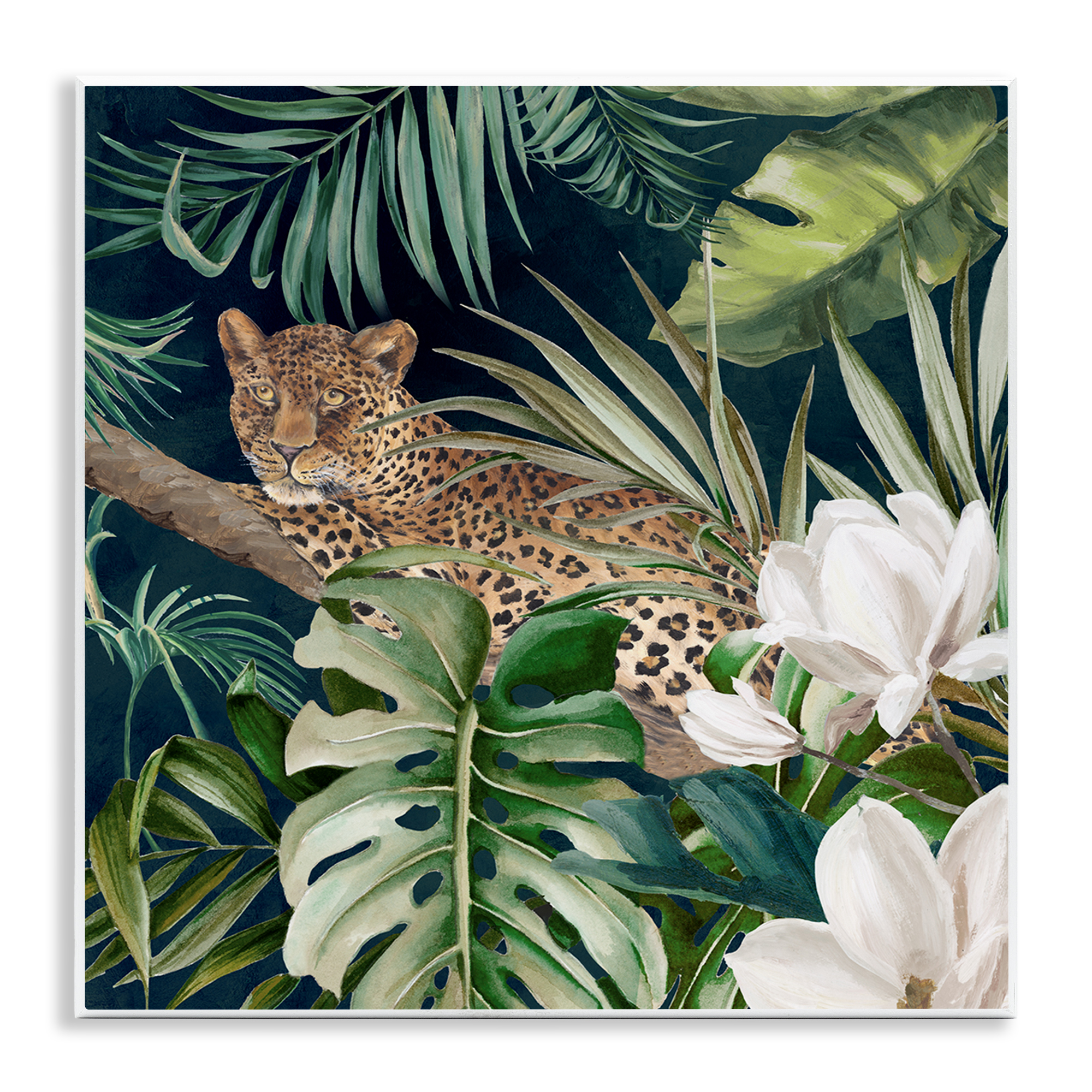 Stupell Industries Tropical Jungle Leopard Animals Painting Unframed Art Print Wall Art, 12 x 12