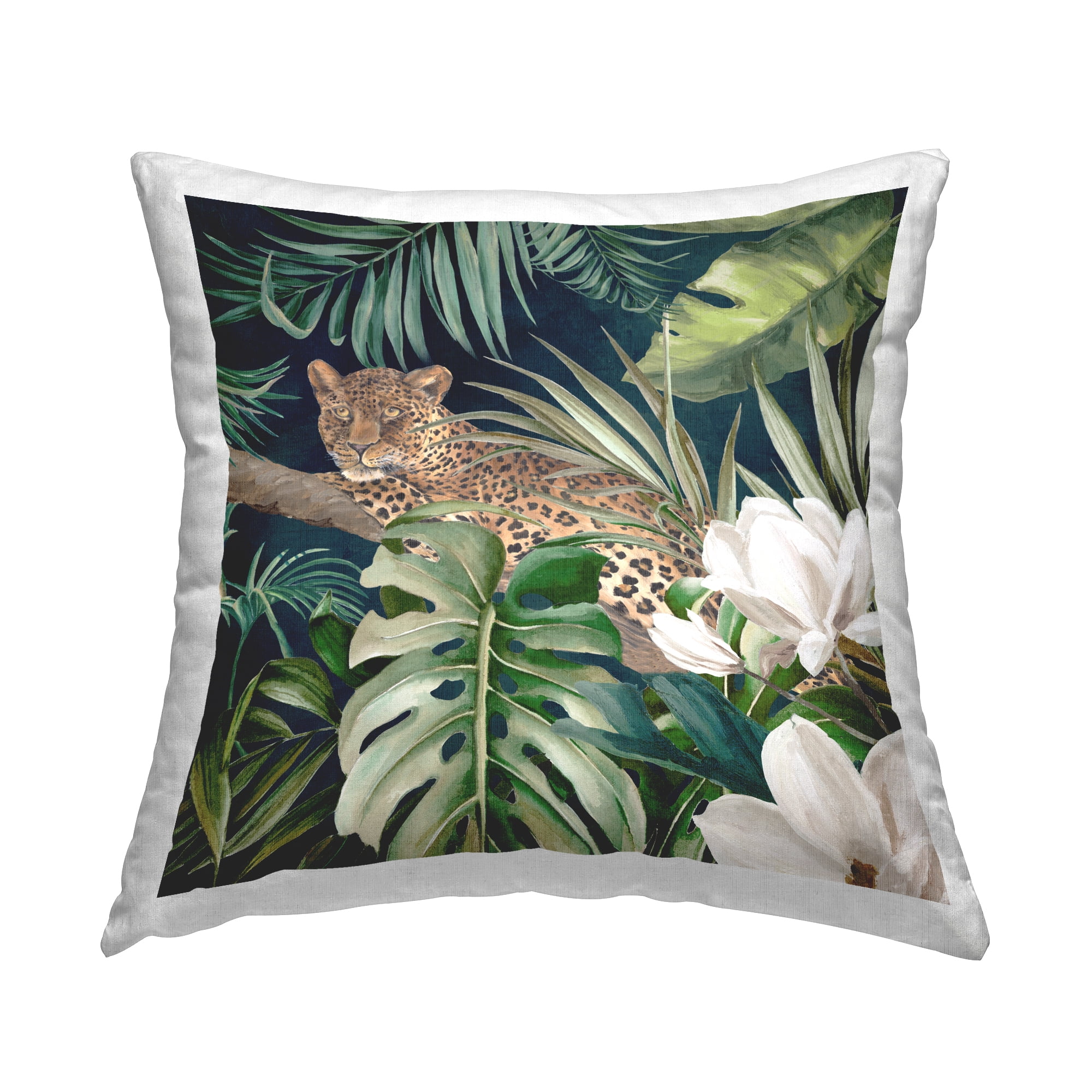 Stupell Industries Tropical Jungle Leopard Decorative Printed Throw Pillow Design by Eli Jones.