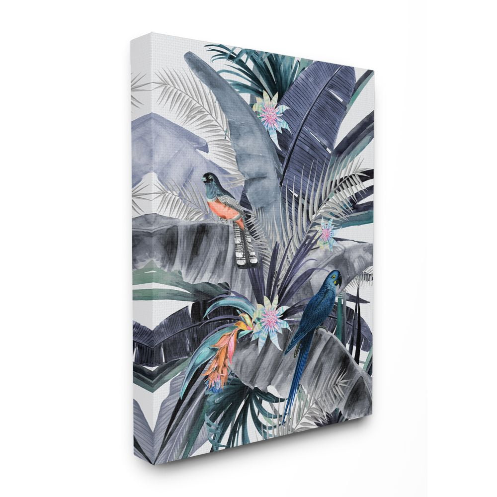 Tropical Jungle Parrot and Bird Canvas Print, 16" x 20"