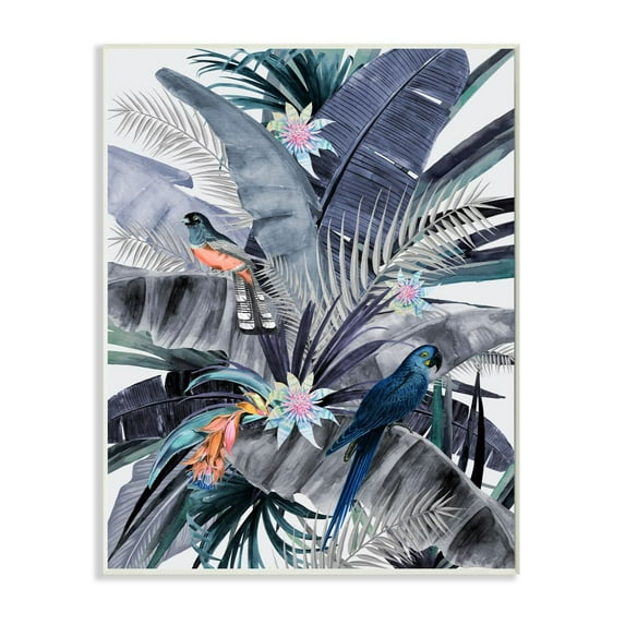 Stupell Industries Tropical Jungle Nature Parrot Bird Floral Scene Graphic Art Unframed Art Print Wall Art, 13x19, by Urban Road