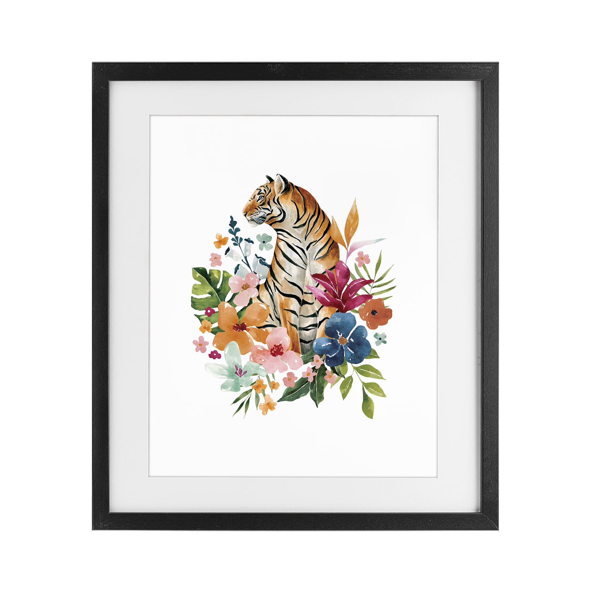 Stupell Industries Tropical Jungle Tiger Black Framed Print Under Glass, design by Bethany Sandoval