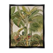 Stupell Industries Tropical Jungle Vegetation Botanical & Floral Painting Black Floater Framed Canvas Art Print Wall Art, 17 x 21
