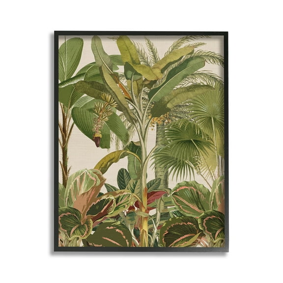 Stupell Industries Tropical Jungle Vegetation Botanical & Floral Painting Black Framed Art Print Wall Art, 11 x 14