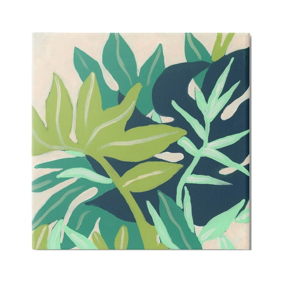 Stupell Industries Tropical Layered Plant Leaves Painting Gallery Wrapped Canvas Print Wall Art, Design by June Erica Vess
