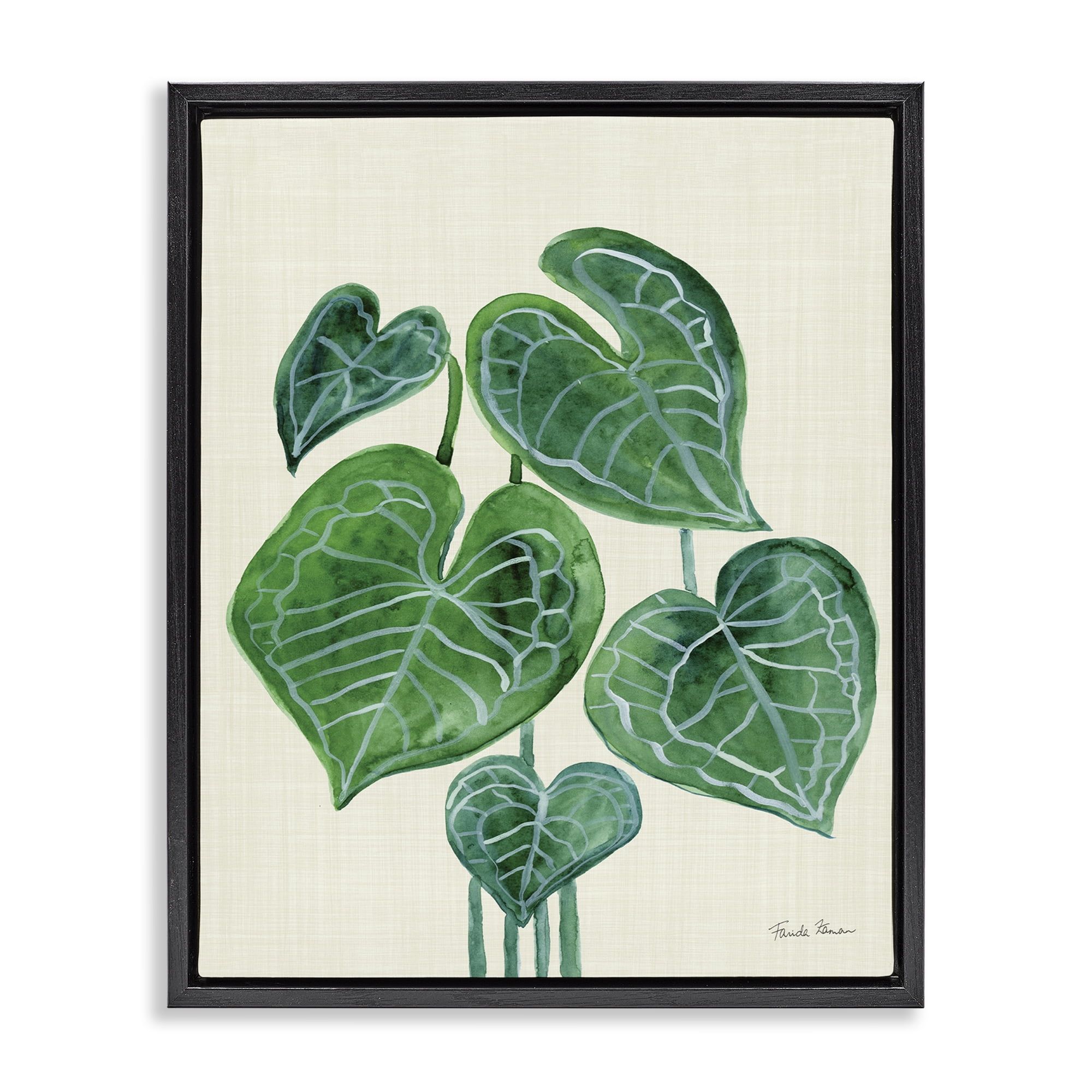 Stupell Industries Tropical Leaf Bundle Botanical & Floral Painting Black Floater Framed Art Print Wall Art, 17 x 21