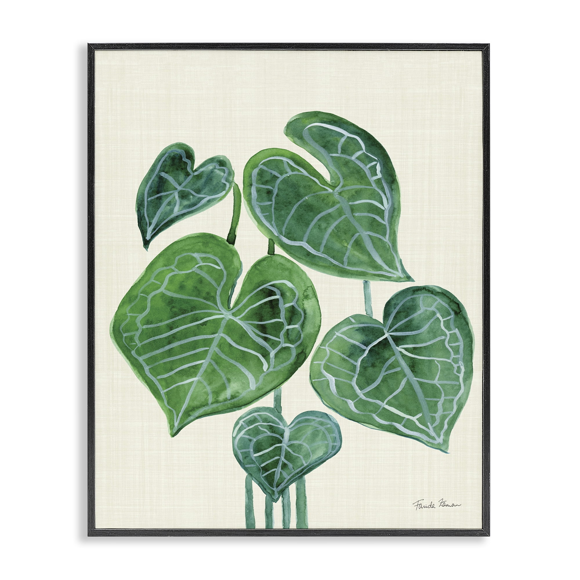 Stupell Industries Tropical Leaf Bundle Botanical & Floral Painting Black Framed Art Print Wall Art, 16 x 20