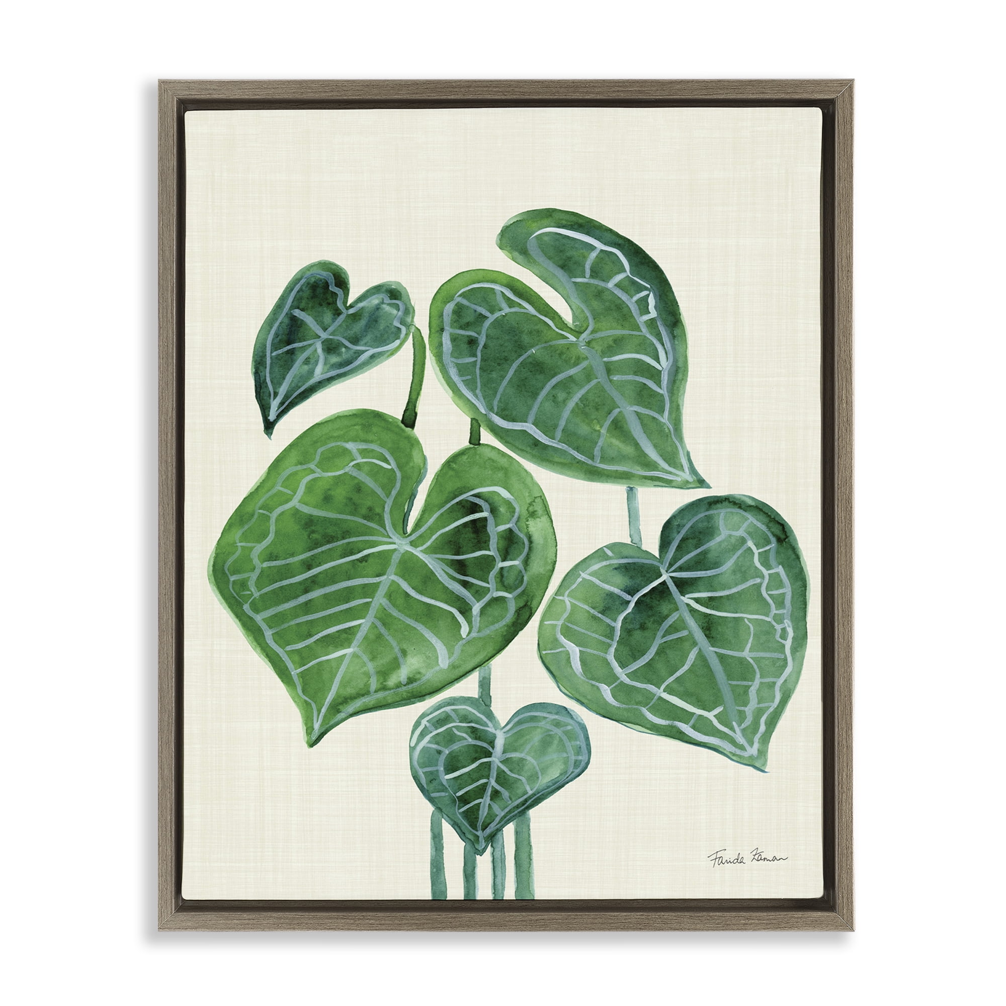 Stupell Industries Tropical Leaf Bundle Botanical & Floral Painting Brown Floater Framed Art Print Wall Art, 17 x 21
