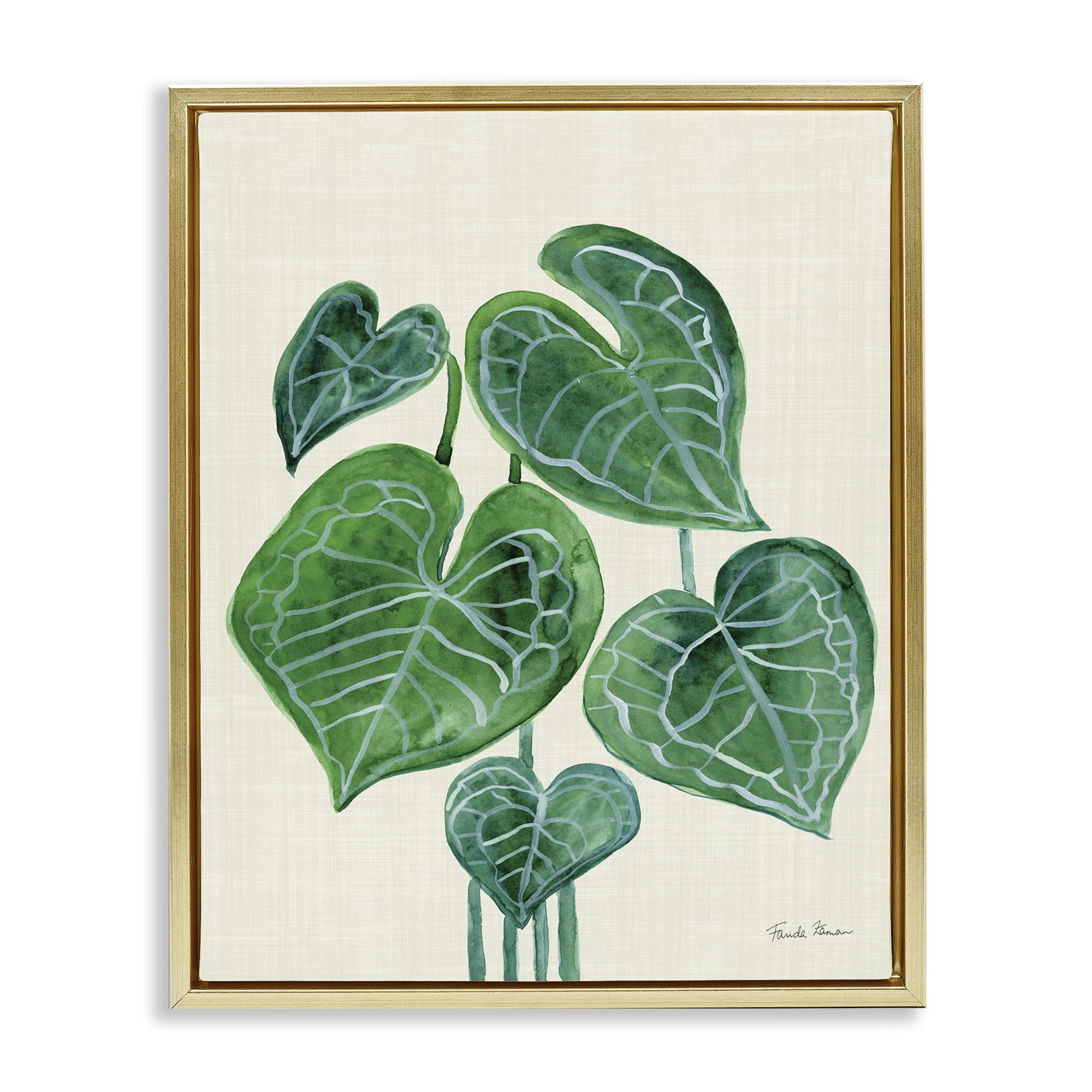 Stupell Industries Tropical Leaf Bundle Botanical & Floral Painting Gold Floater Framed Art Print Wall Art, 25 x 31