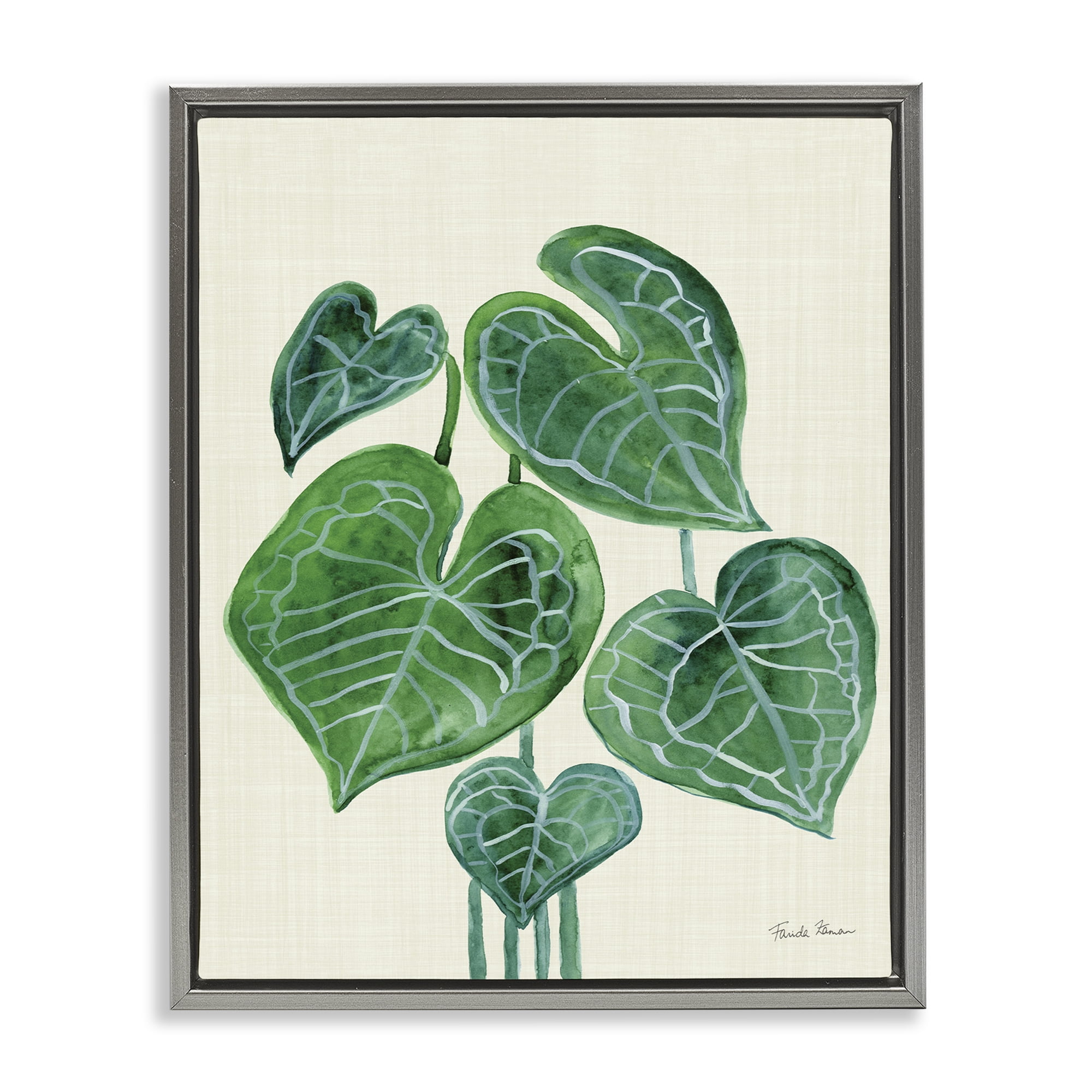 Stupell Industries Tropical Leaf Bundle Botanical & Floral Painting Gray Floater Framed Art Print Wall Art, 25 x 31