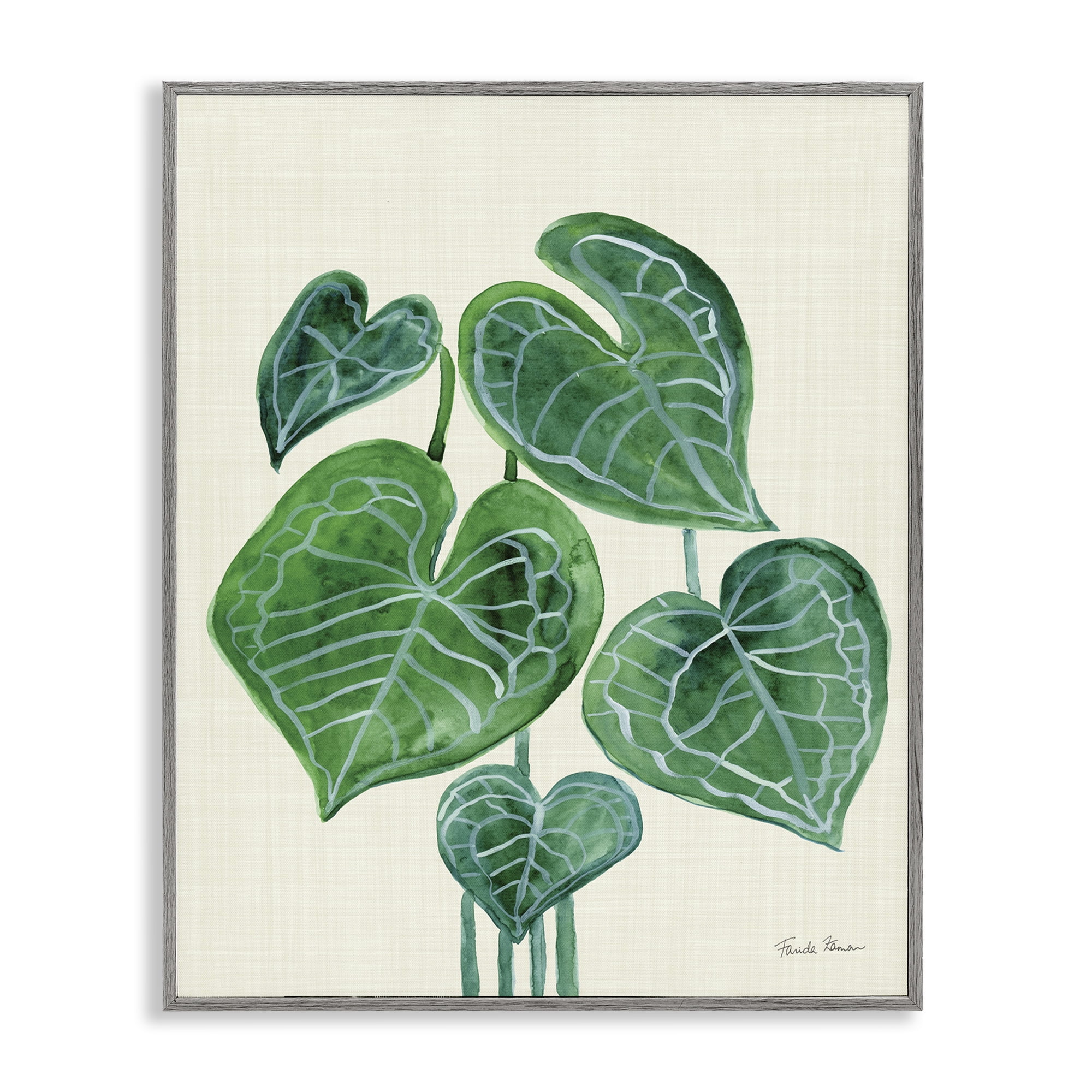 Stupell Industries Tropical Leaf Bundle Botanical & Floral Painting Gray Framed Art Print Wall Art, 24 x 30