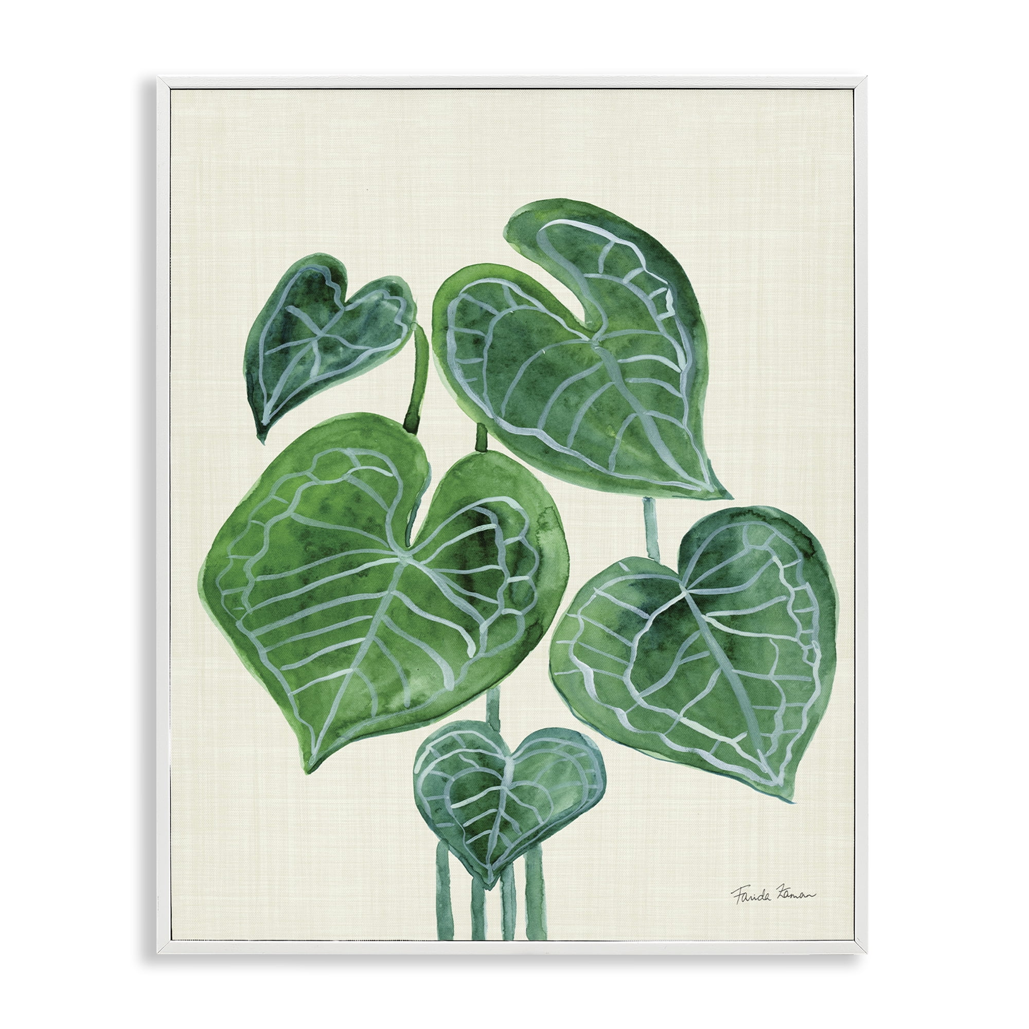 White Framed Tropical Leaf Botanical Art Print, 11 x 14