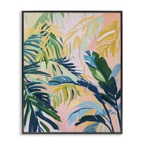 Stupell Industries Tropical Leaf Impressions Botanical & Floral Painting Black Framed Art Print Wall Art, 11 x 14