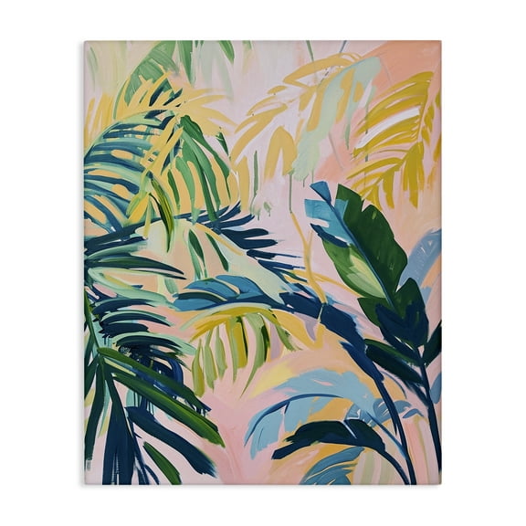 Stupell Industries Tropical Leaf Impressions Botanical & Floral Painting Gallery Wrapped Canvas Art Print Wall Art, 16 x 20