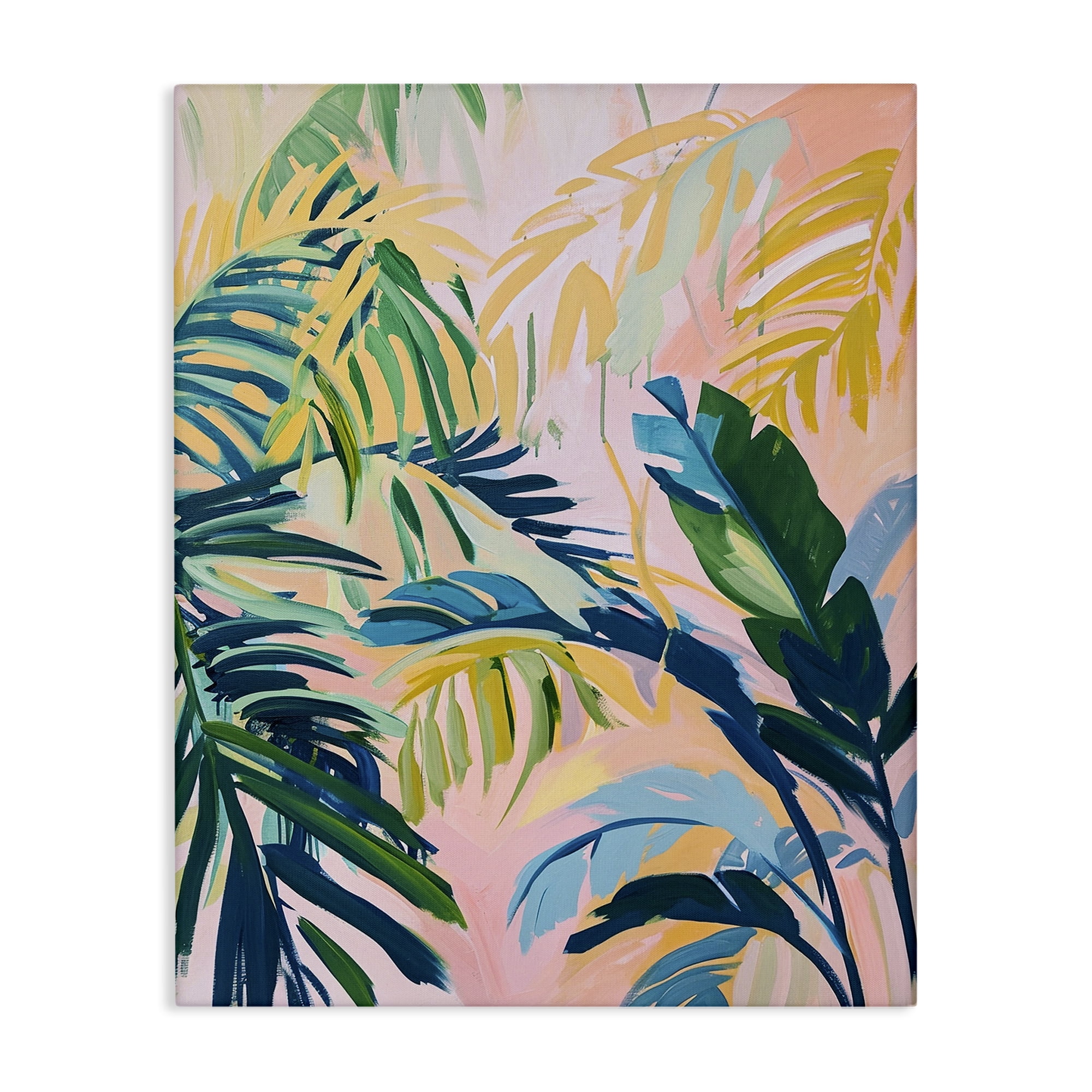 Stupell Industries Tropical Leaf Impressions Botanical & Floral Painting Gallery Wrapped Canvas Art Print Wall Art, 24 x 30