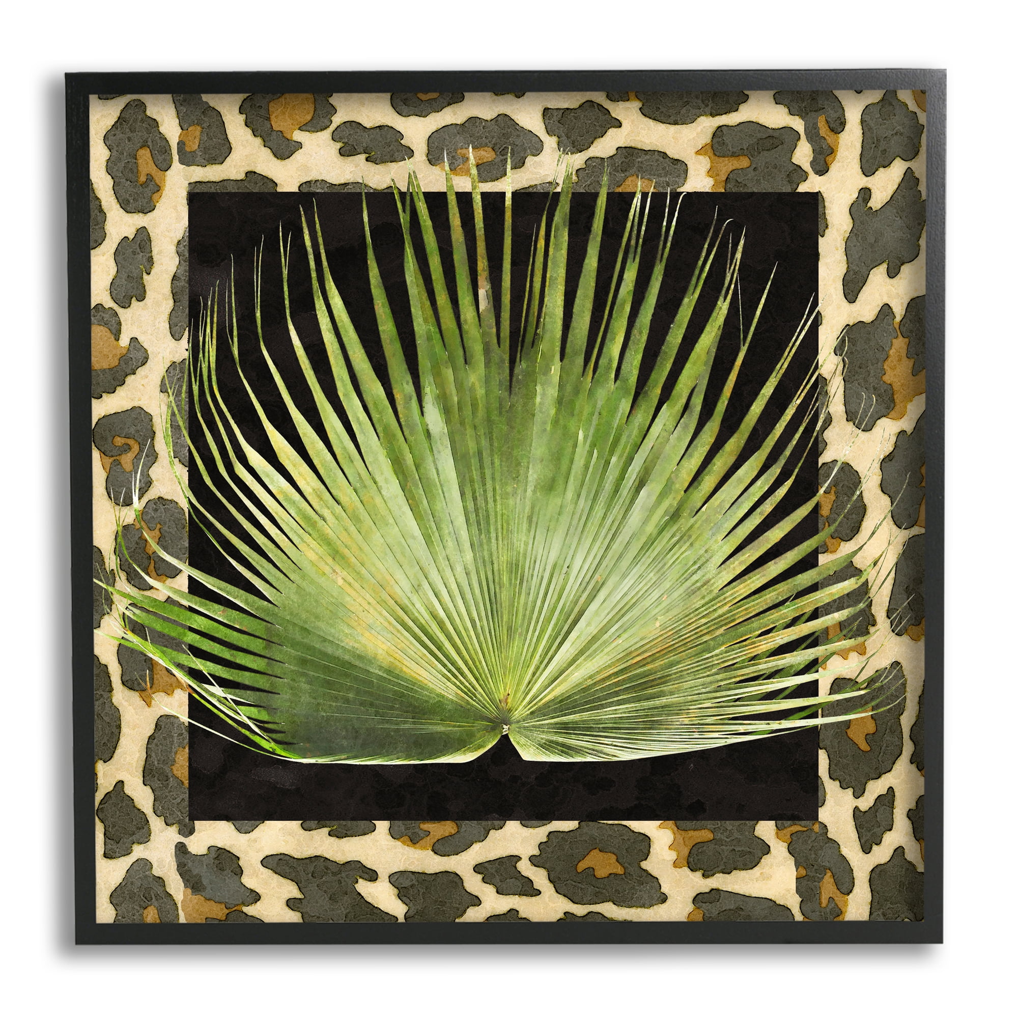 Stupell Industries Tropical Leaf Pattern Botanical & Floral Painting Black Framed Art Print Wall Art, 17 x 17