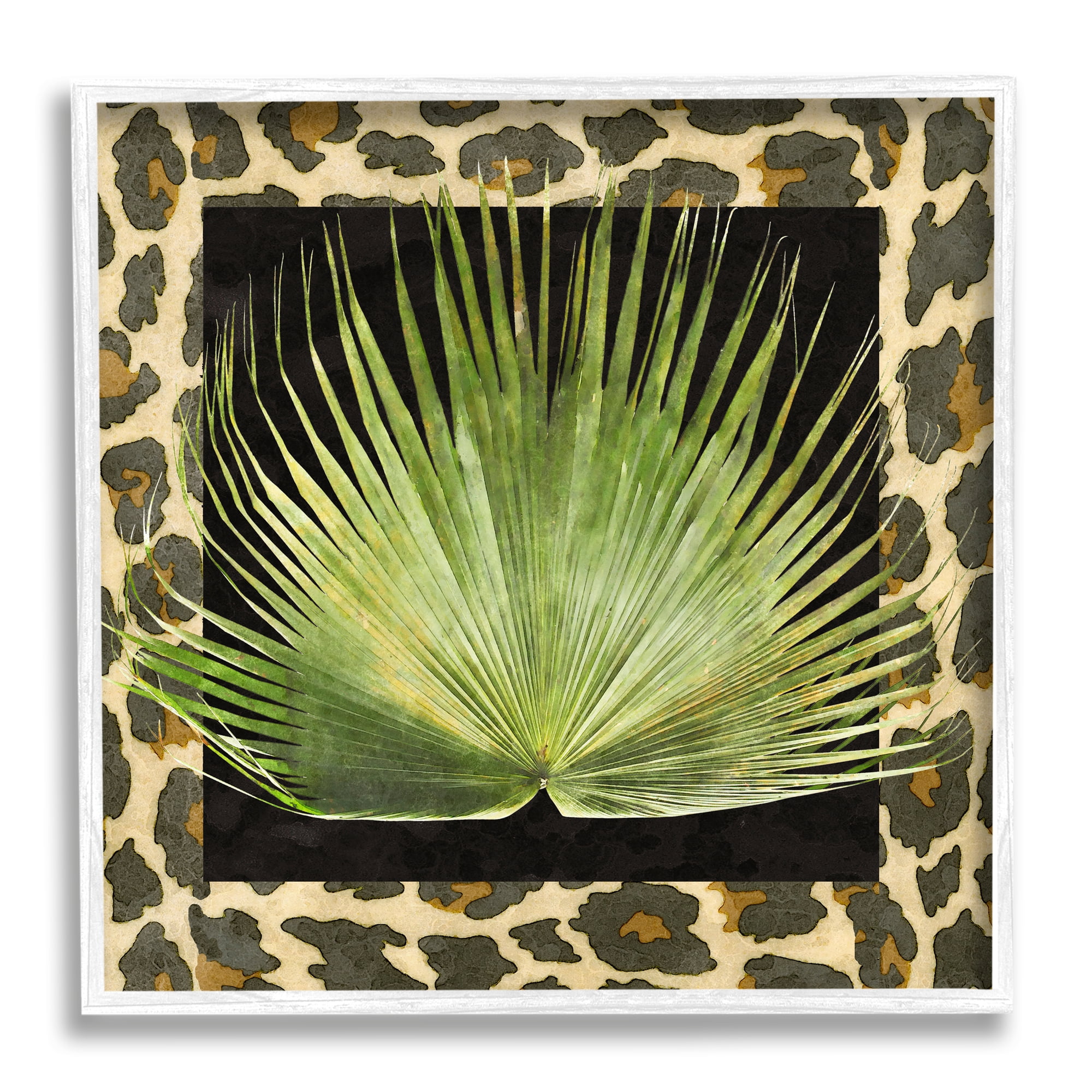 Stupell Industries Tropical Leaf Pattern Botanical & Floral Painting White Framed Art Print Wall Art, 17 x 17