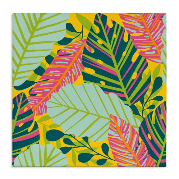 Stupell Industries Tropical Leaf Toss Canvas Wall Art design by Jilly Jack Designs, 24 x 24