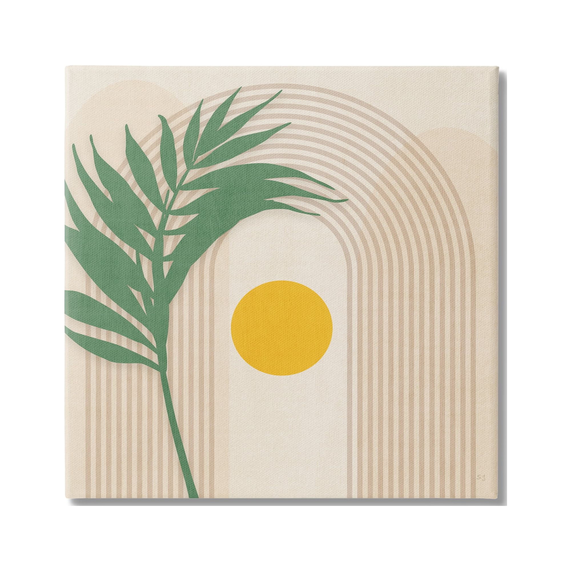 Stupell Industries Tropical Leaf with Arch Botanical & Floral Painting Gallery Wrapped Canvas Art Print Wall Art, 17 x 17