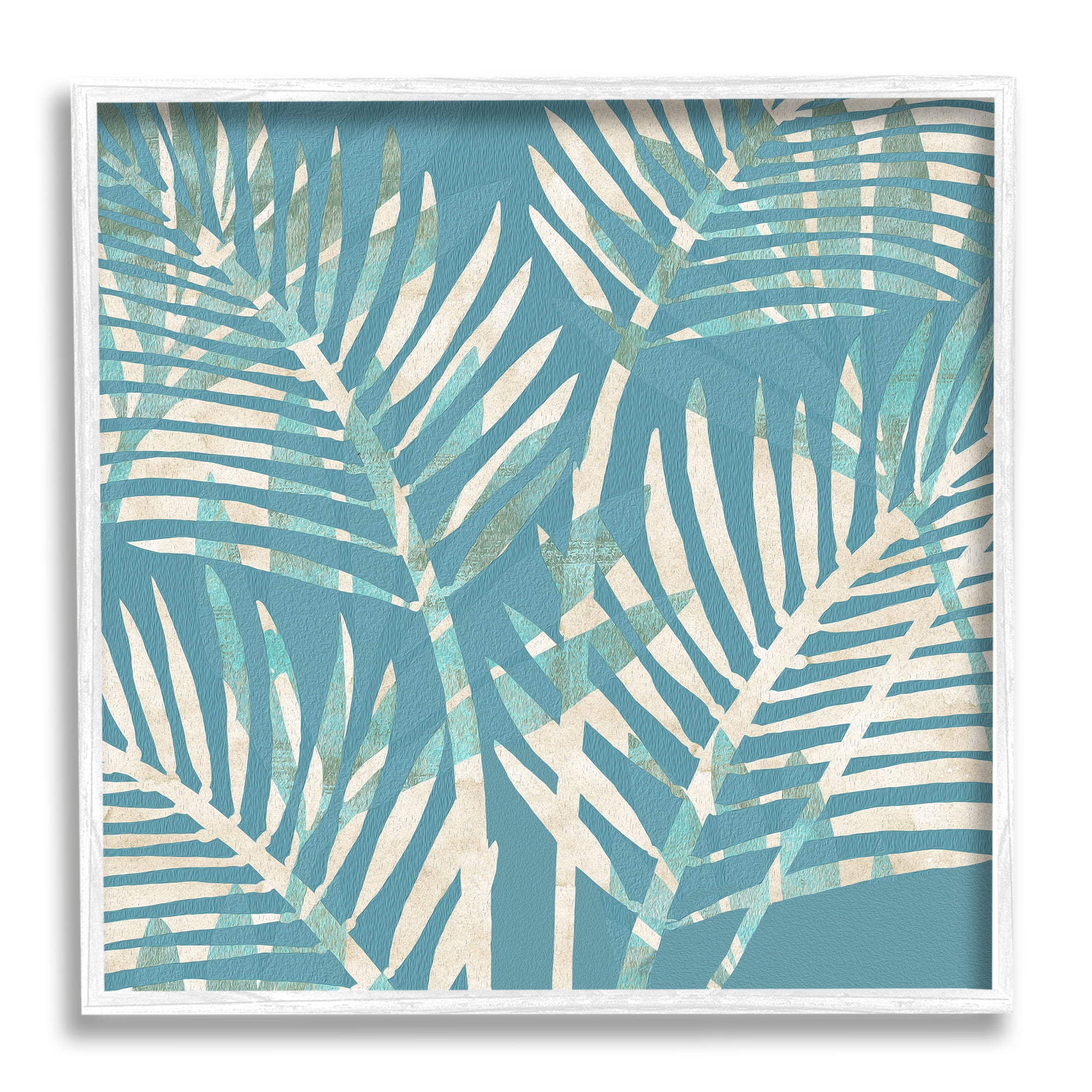 Stupell Industries Tropical Leaves Abstract Botanical & Floral Painting White Framed Art Print Wall Art, 17 x 17