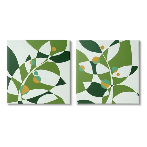 Stupell Industries Tropical Leaves Abstraction Abstract Painting Gallery Wrapped Canvas Print Wall Art, 17 x 17, Set of 2