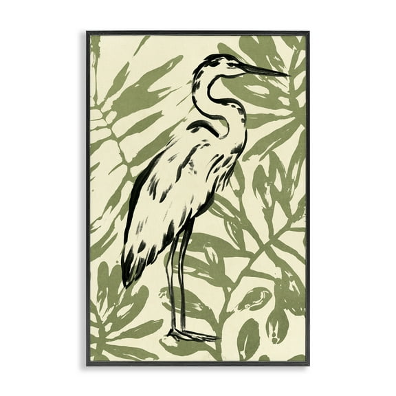 Stupell Industries Tropical Leaves & Bird Animals & Insects Painting Black Framed Art Print Wall Art, 12 x 18