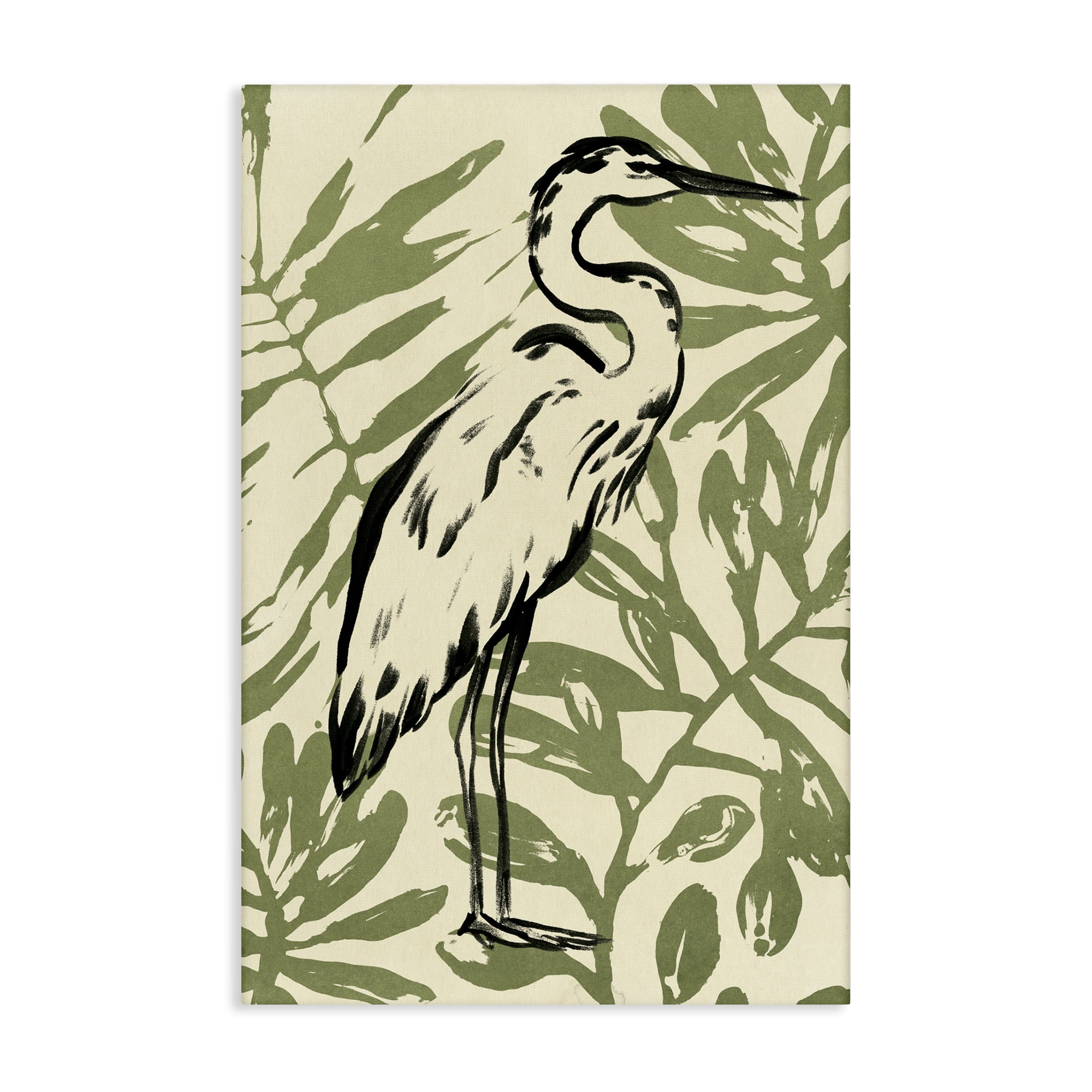 Stupell Industries Tropical Leaves & Bird Animals & Insects Painting Gallery Wrapped Canvas Art Print Wall Art, 20 x 30