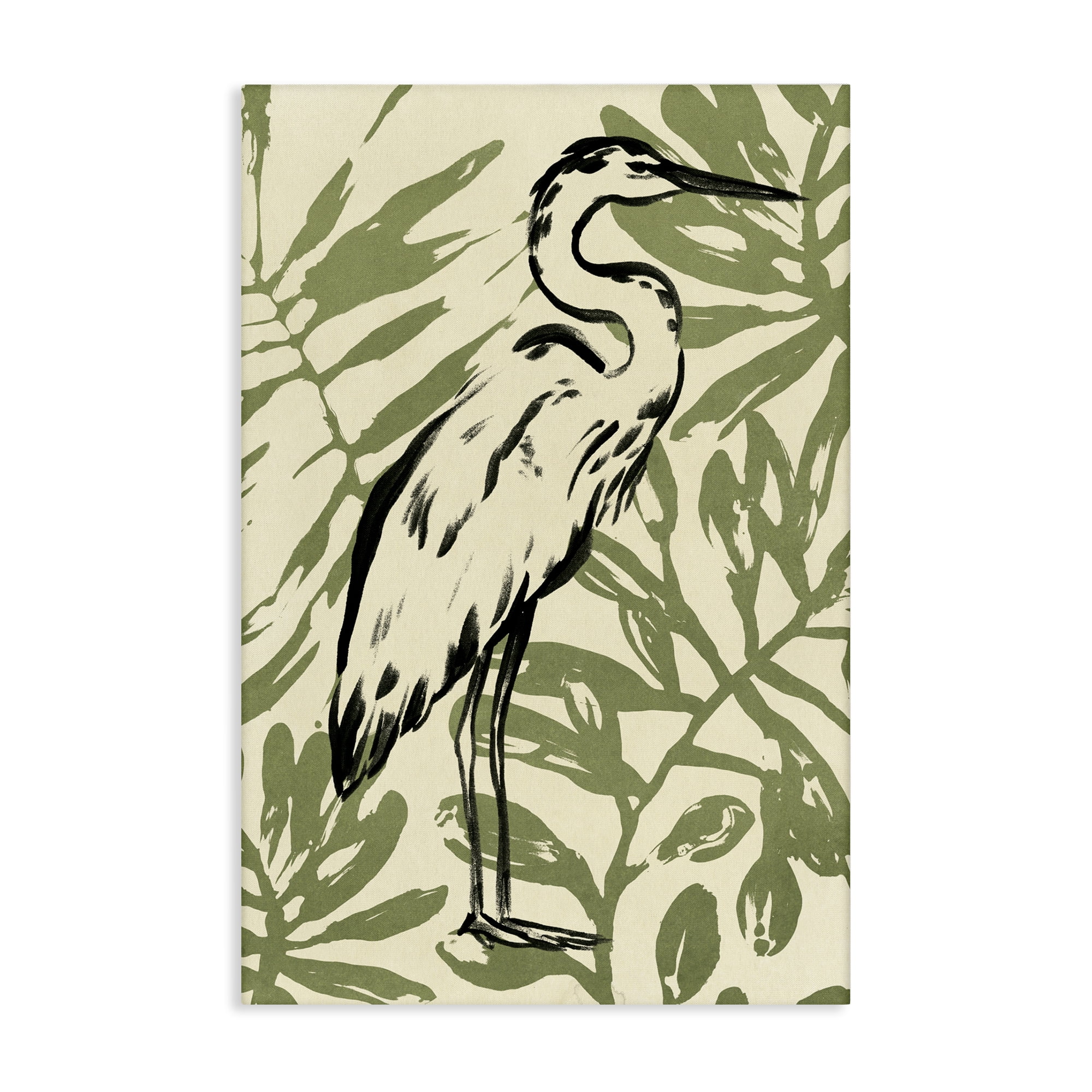 Stupell Industries Tropical Leaves & Bird Animals & Insects Painting Gallery Wrapped Canvas Art Print Wall Art, 30 x 45