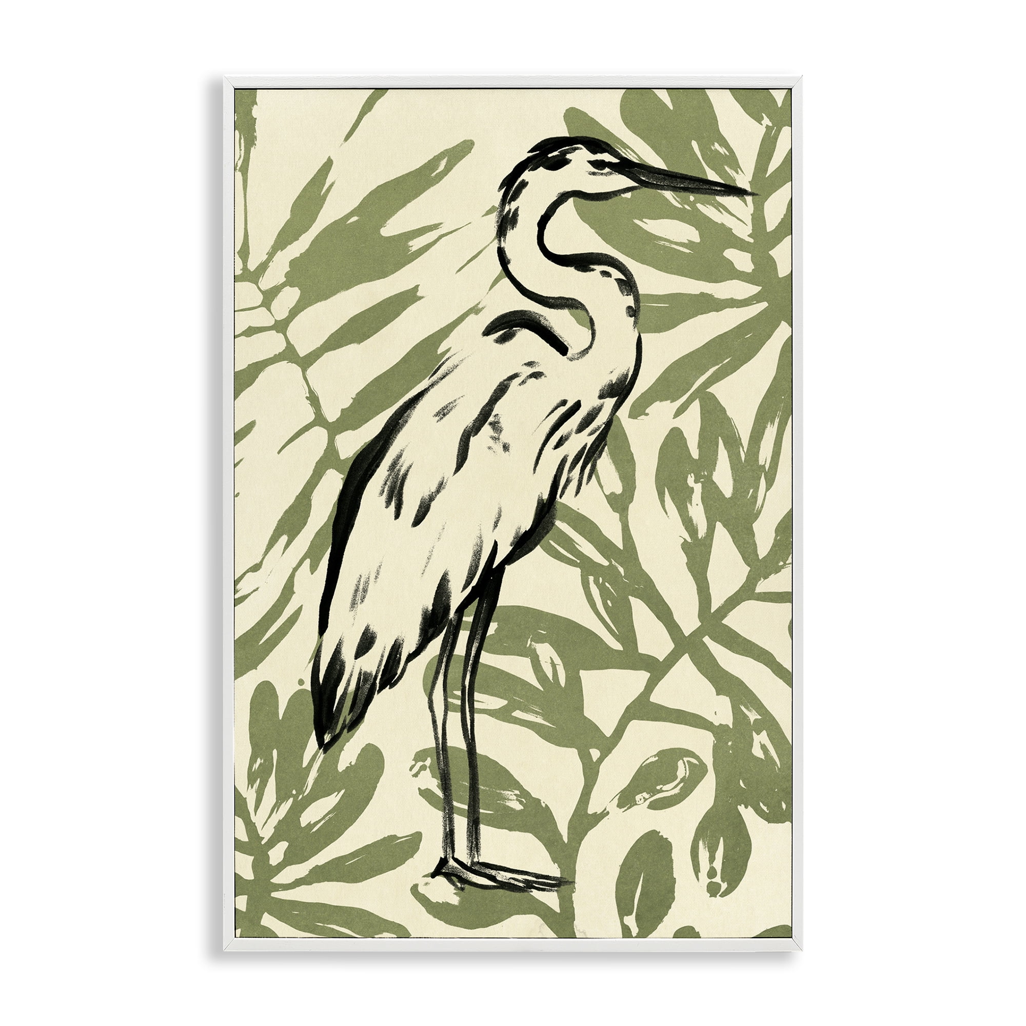Stupell Industries Tropical Leaves & Bird Animals & Insects Painting White Framed Art Print Wall Art, 16 x 24