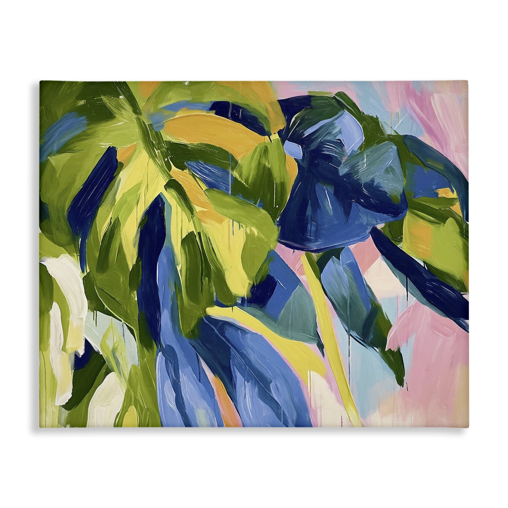 Stupell Industries Tropical Leaves Layered Botanical & Floral Painting Gallery Wrapped Canvas Art Print Wall Art, 48 x 36