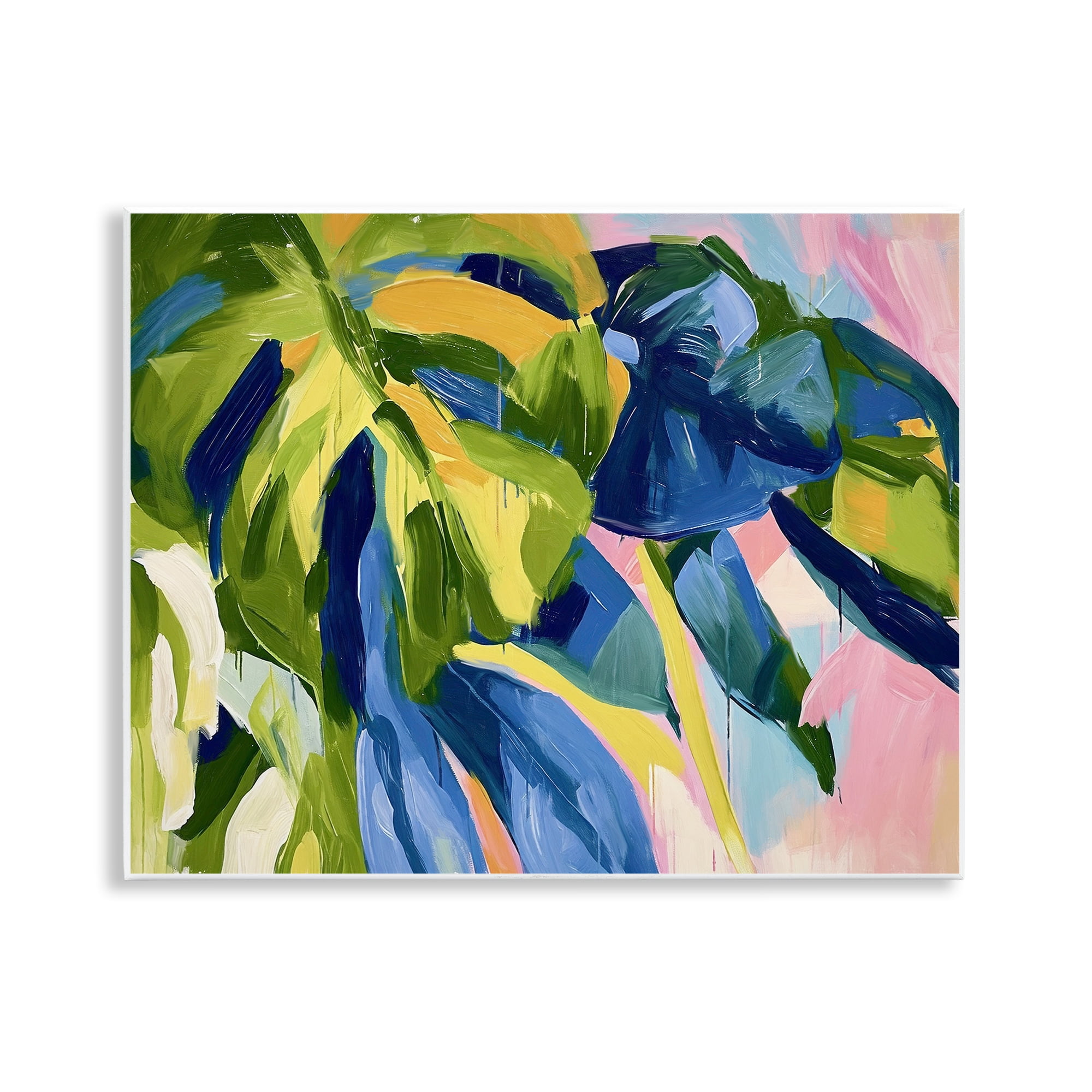 Tropical Leaves Layered Botanical Wall Art in Blue and Green
