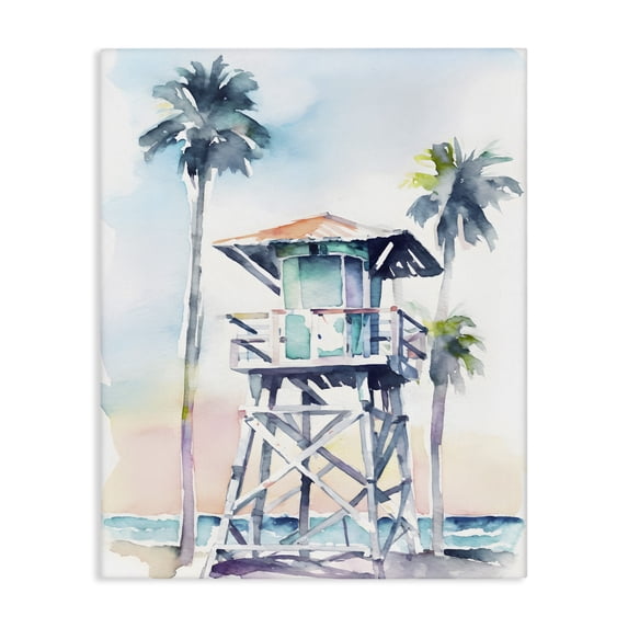 Stupell Industries Tropical Lifeguard Hut on Beach Canvas Art, 24 x 30, by Petals Prints Design