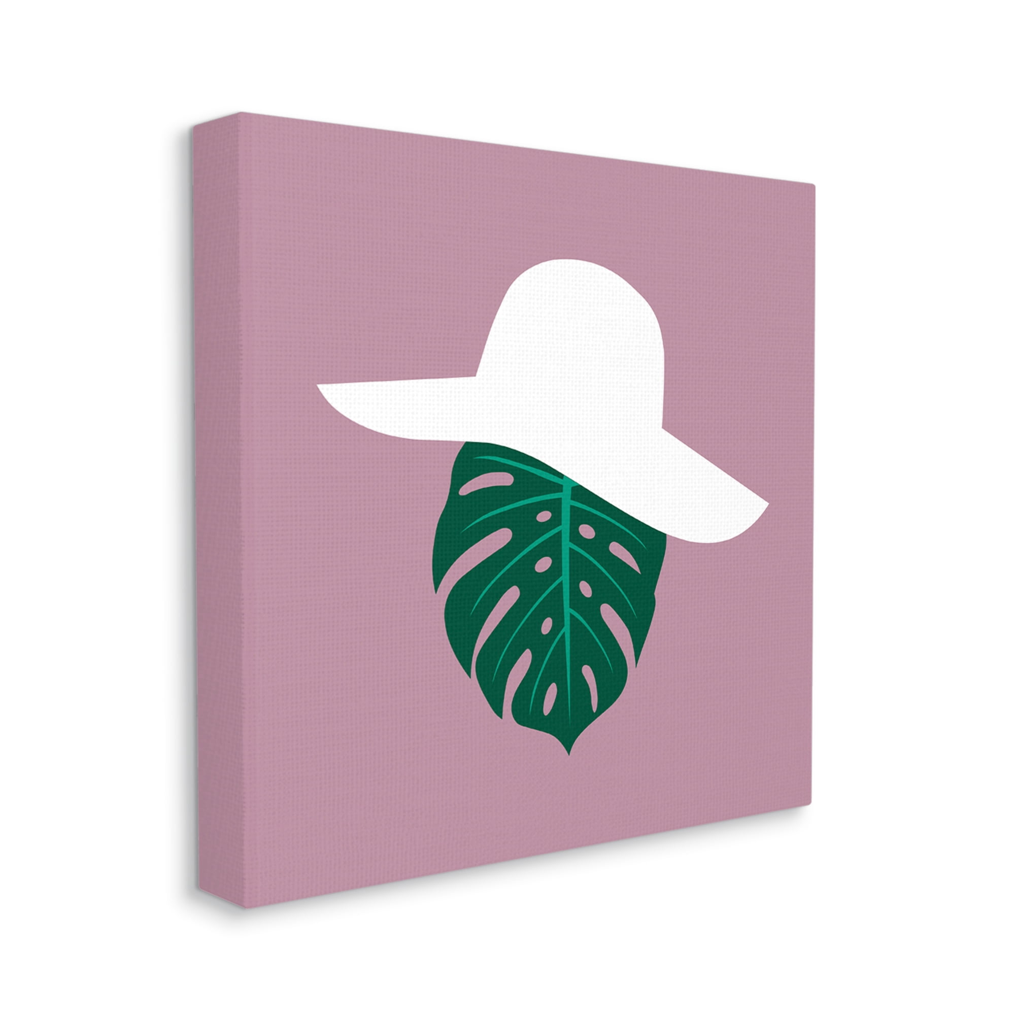 Stupell Industries Tropical Look Fashion Monstera Leaf Floppy Hat Abstract Painting Gallery Wrapped Canvas Print Wall Art, 24 x 24