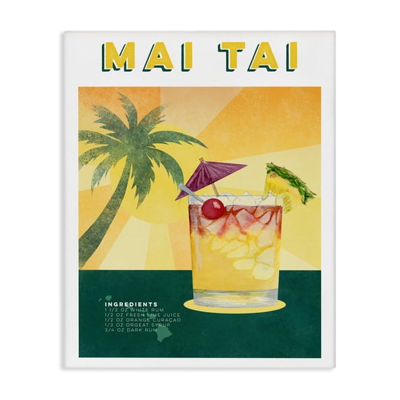 Stupell Industries Traditional Tropical Mai Tai Recipe Canvas Art, 16 x 20, by Brett Blumenthal